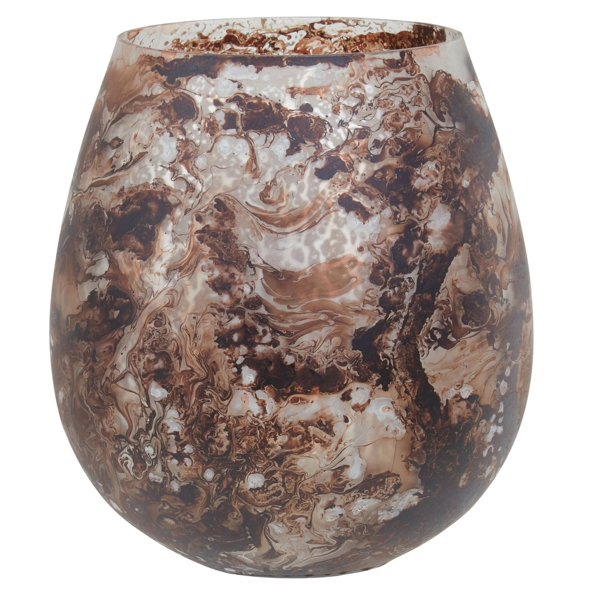 Garan Brown Marble Effect Large Candle Holder   Nicholas John Interiors