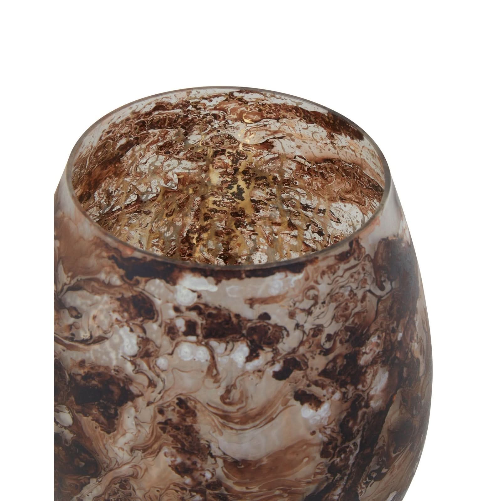 Garan Brown Marble Effect Large Candle Holder   Nicholas John Interiors