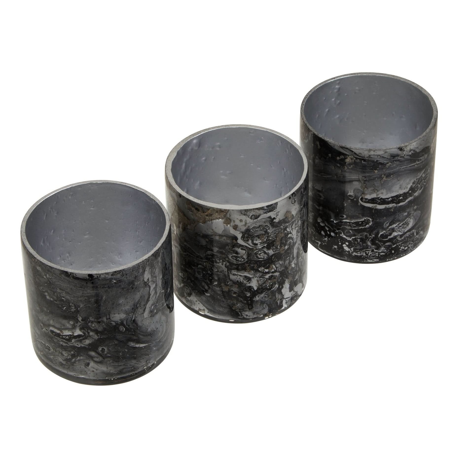 Garan Set Of 3 Grey Marble Effect Tealight Holders   Nicholas John Interiors