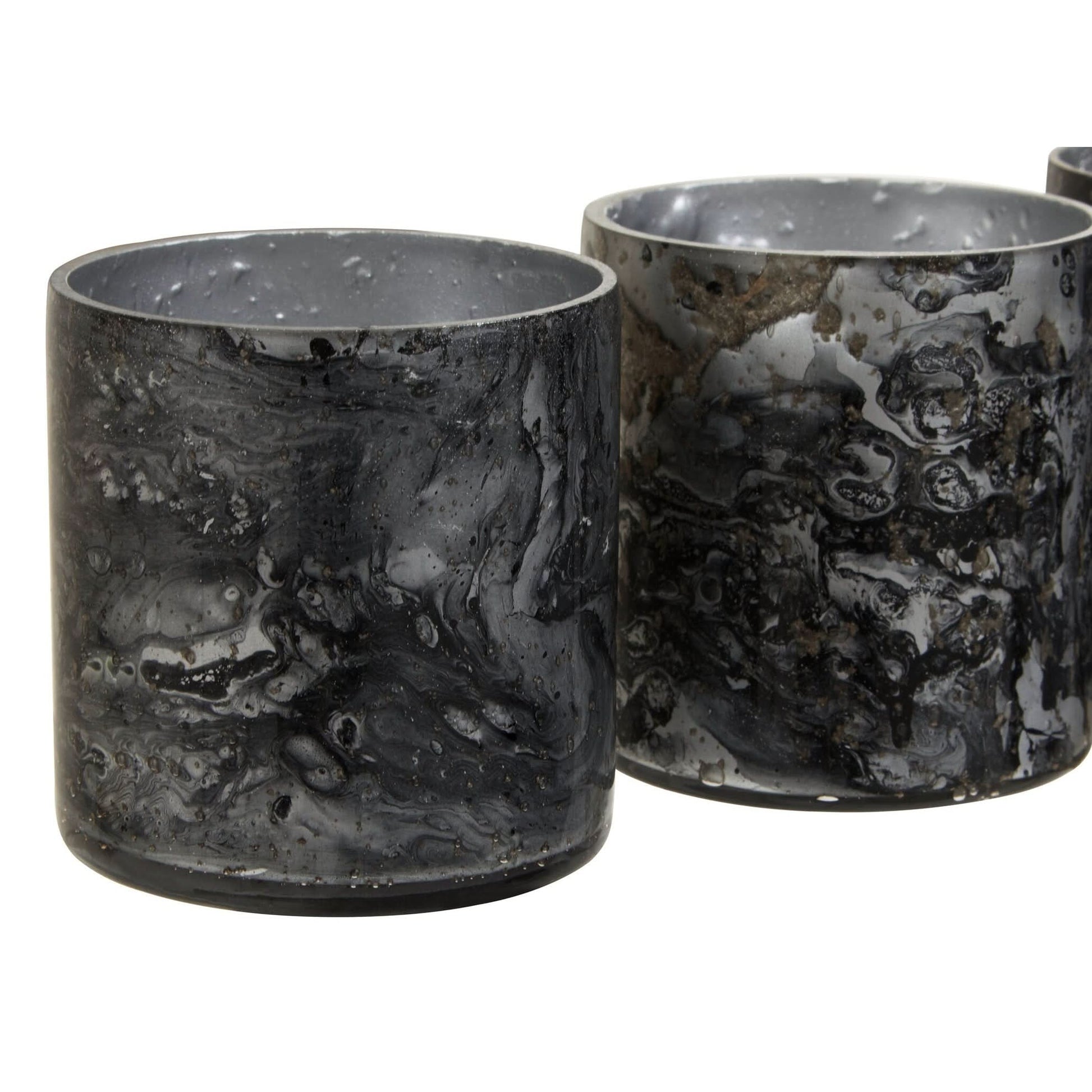Garan Set Of 3 Grey Marble Effect Tealight Holders   Nicholas John Interiors