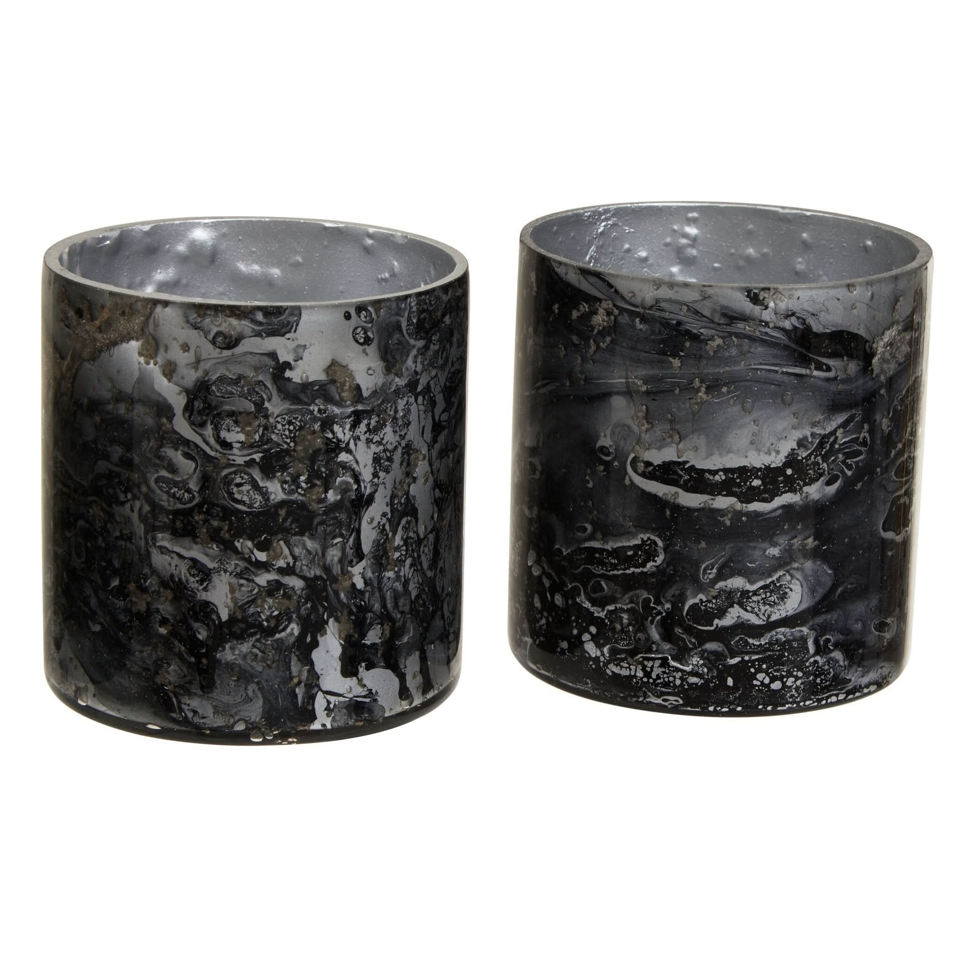 Garan Set Of 3 Grey Marble Effect Tealight Holders   Nicholas John Interiors