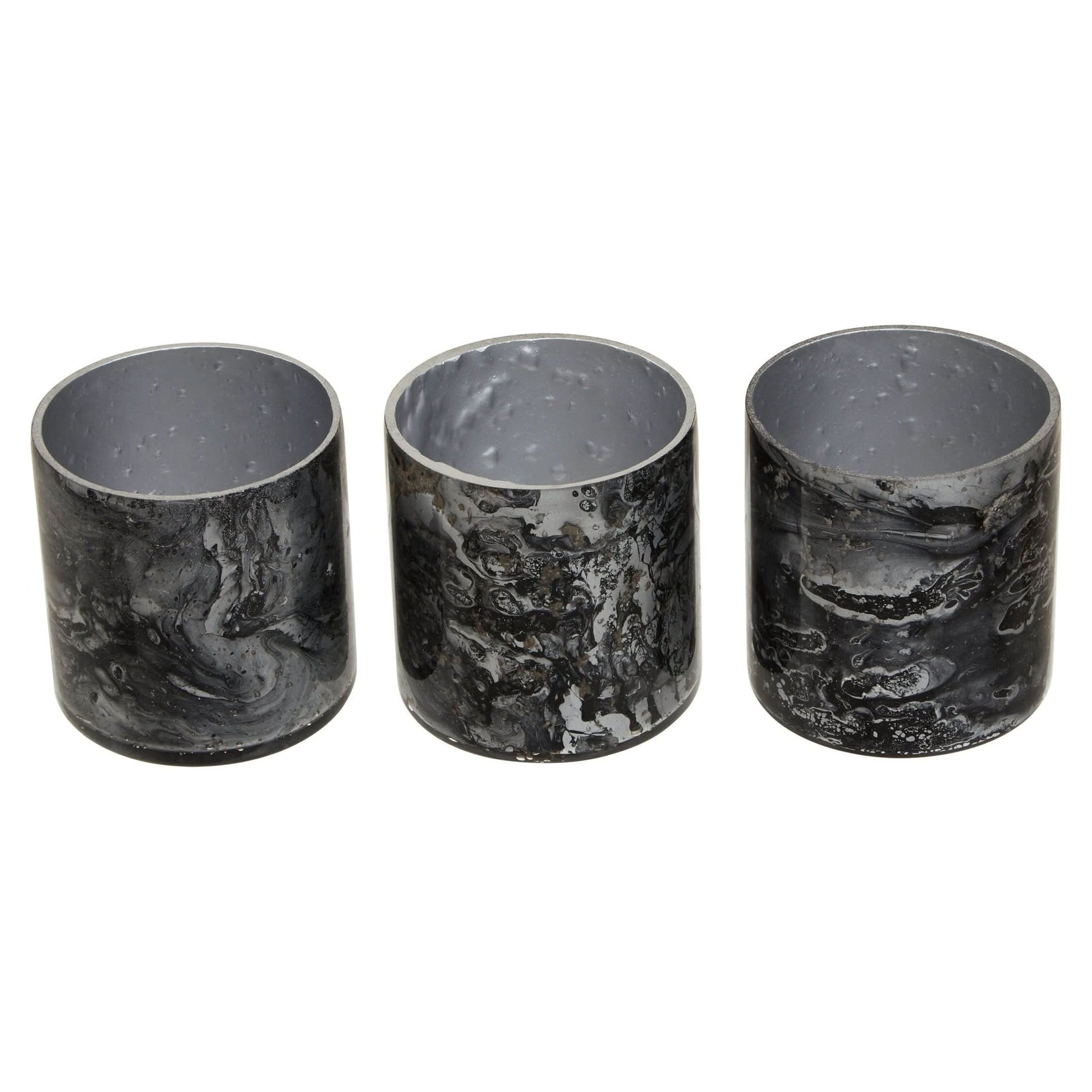 Garan Set Of 3 Grey Marble Effect Tealight Holders   Nicholas John Interiors