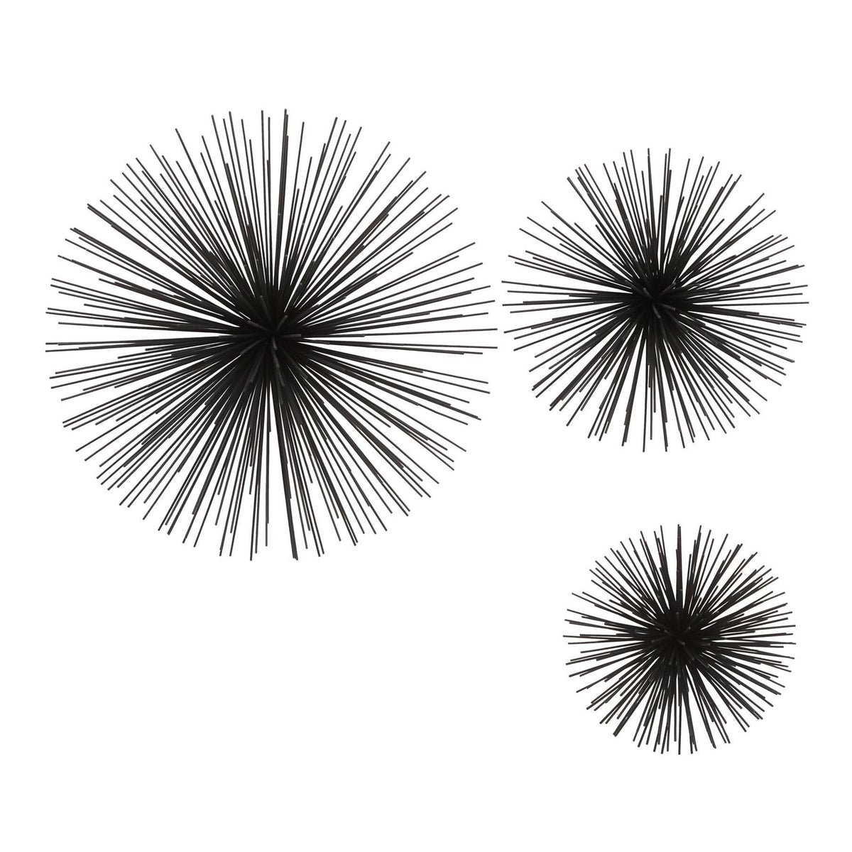 Mirano Set of 3 Black Finish Starburst Wall Decor   Nicholas John Interiors
