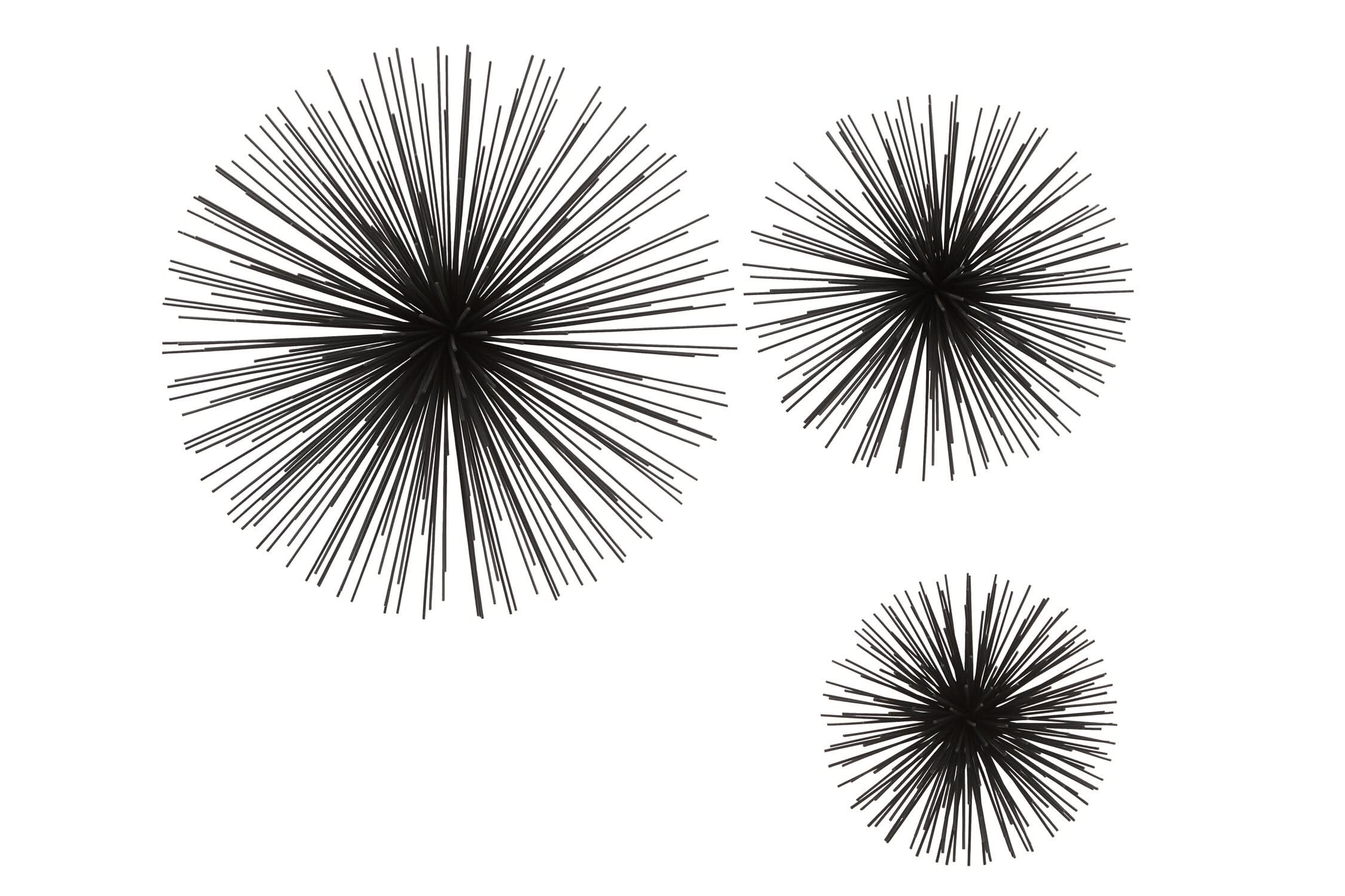 Mirano Set of 3 Black Finish Starburst Wall Decor   Nicholas John Interiors