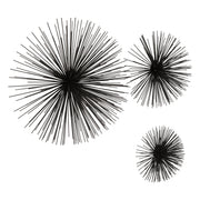 Mirano Set of 3 Black Finish Starburst Wall Decor   Nicholas John Interiors