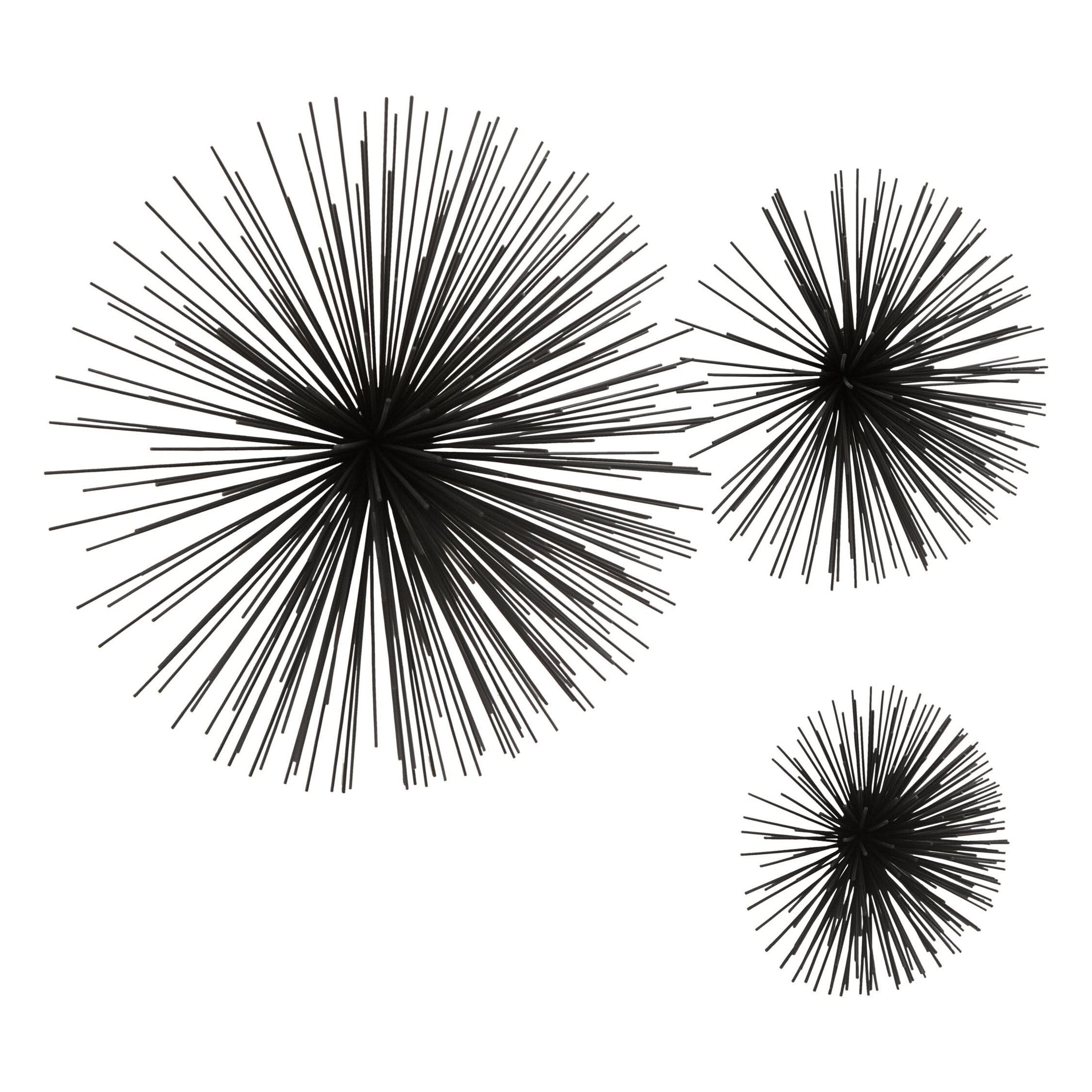 Mirano Set of 3 Black Finish Starburst Wall Decor   Nicholas John Interiors