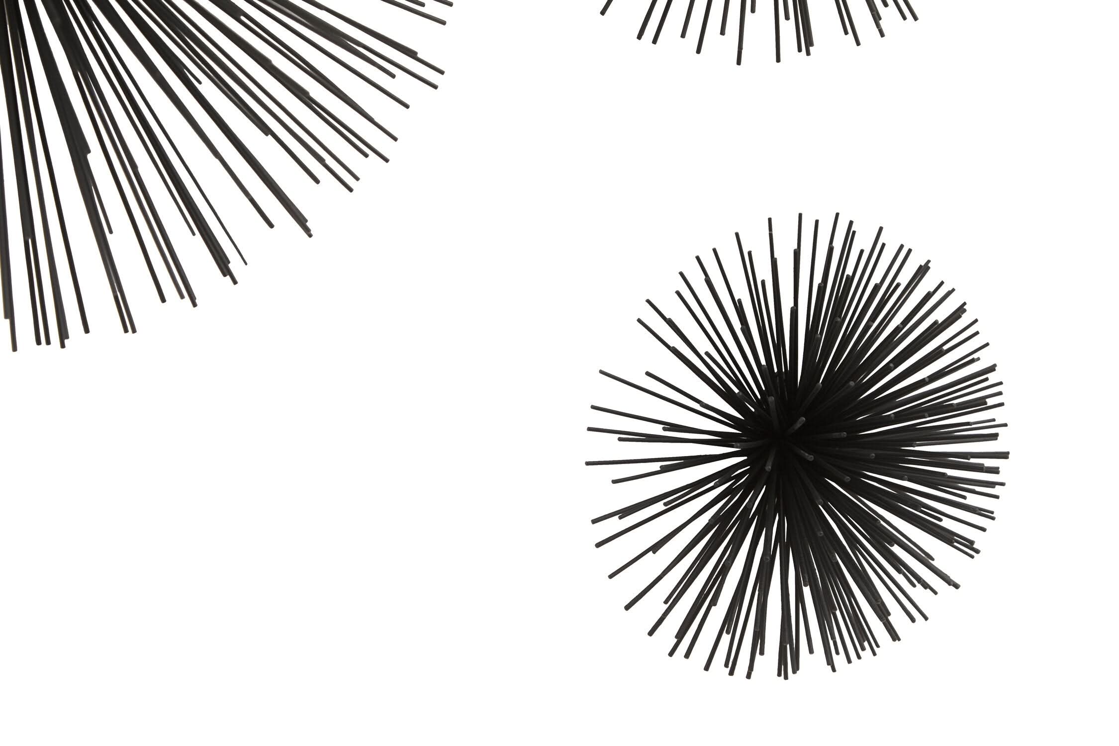 Mirano Set of 3 Black Finish Starburst Wall Decor   Nicholas John Interiors