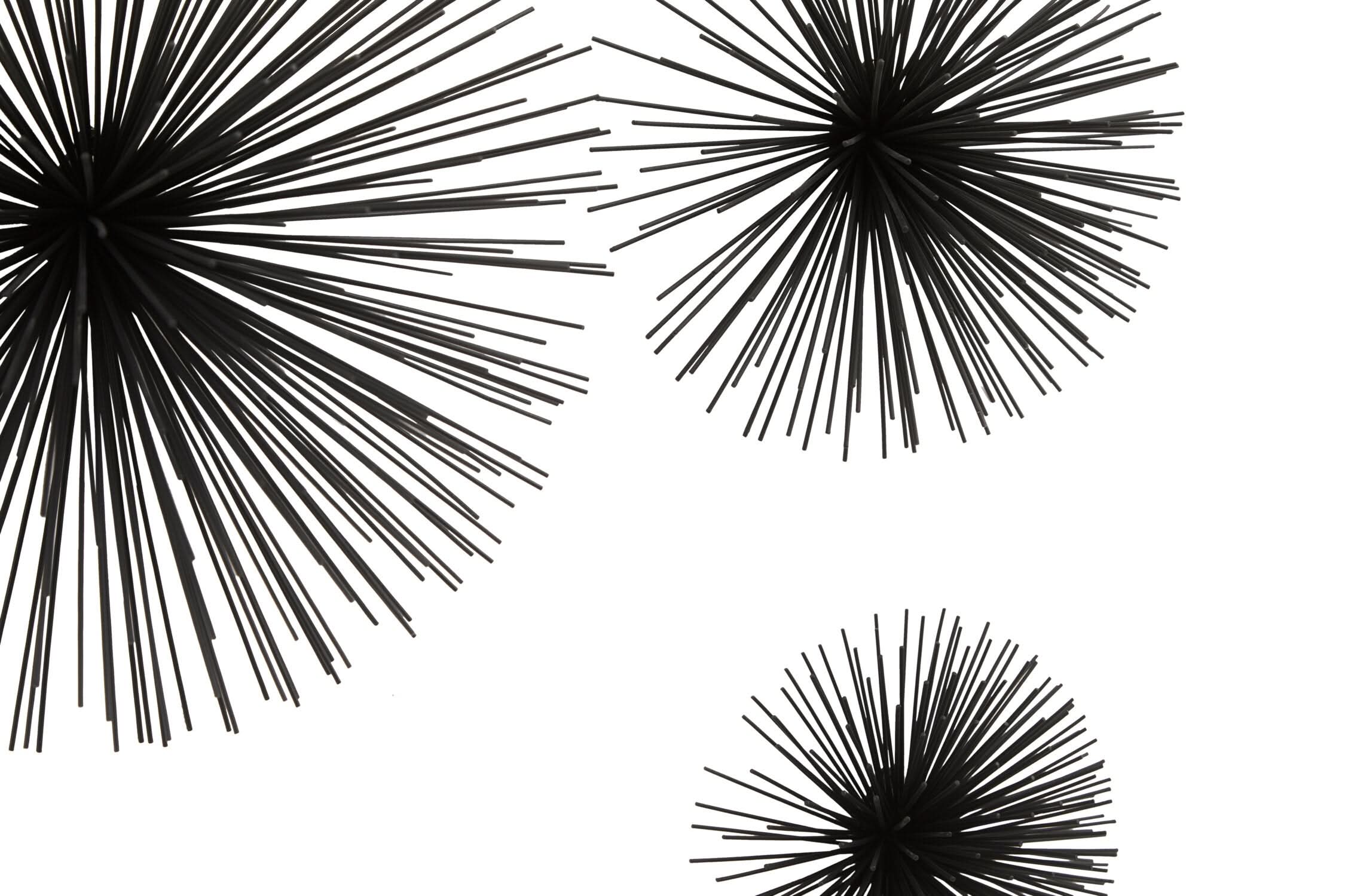 Mirano Set of 3 Black Finish Starburst Wall Decor   Nicholas John Interiors