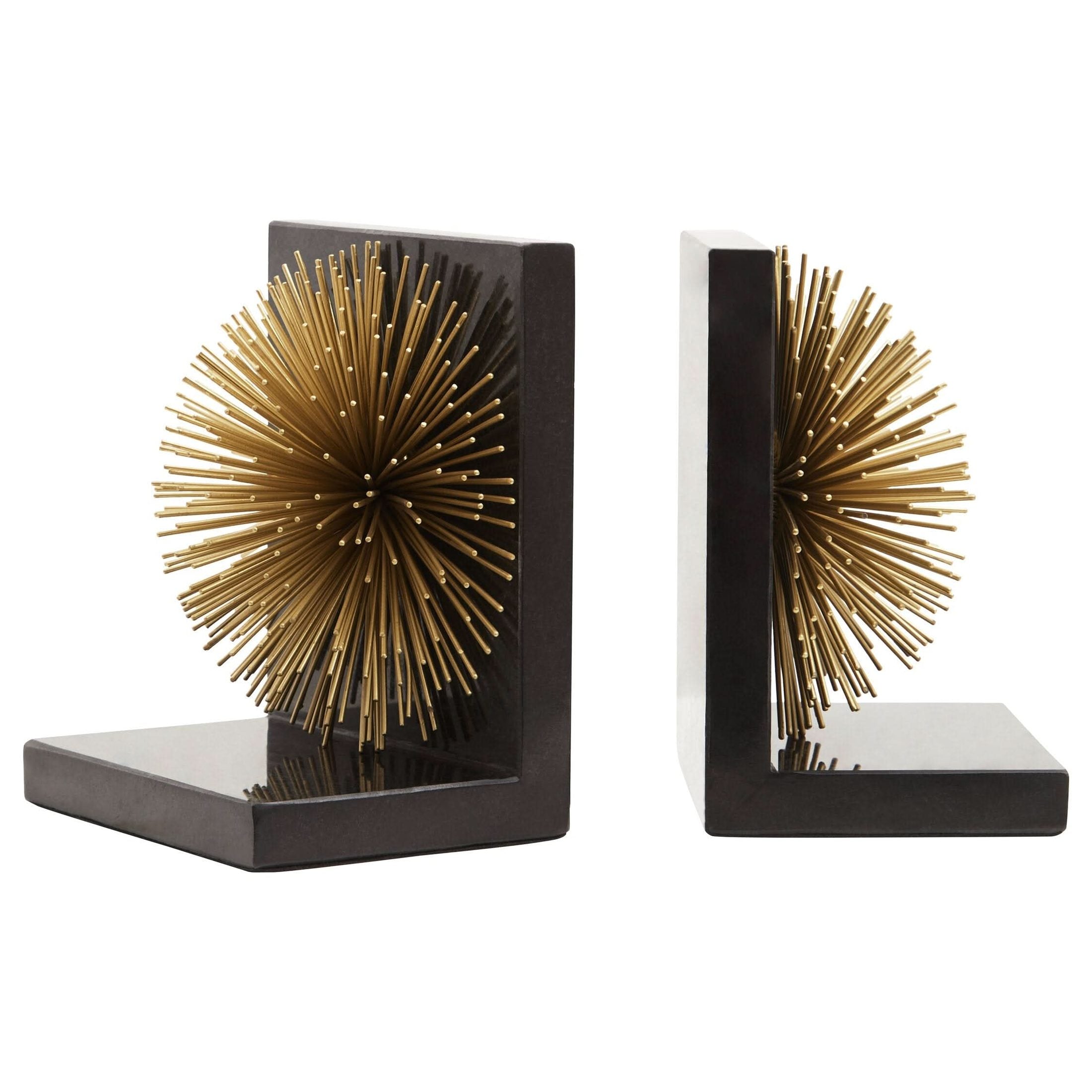 Mirano Set Of Two Gold Finish Starburst Bookends   Nicholas John Interiors