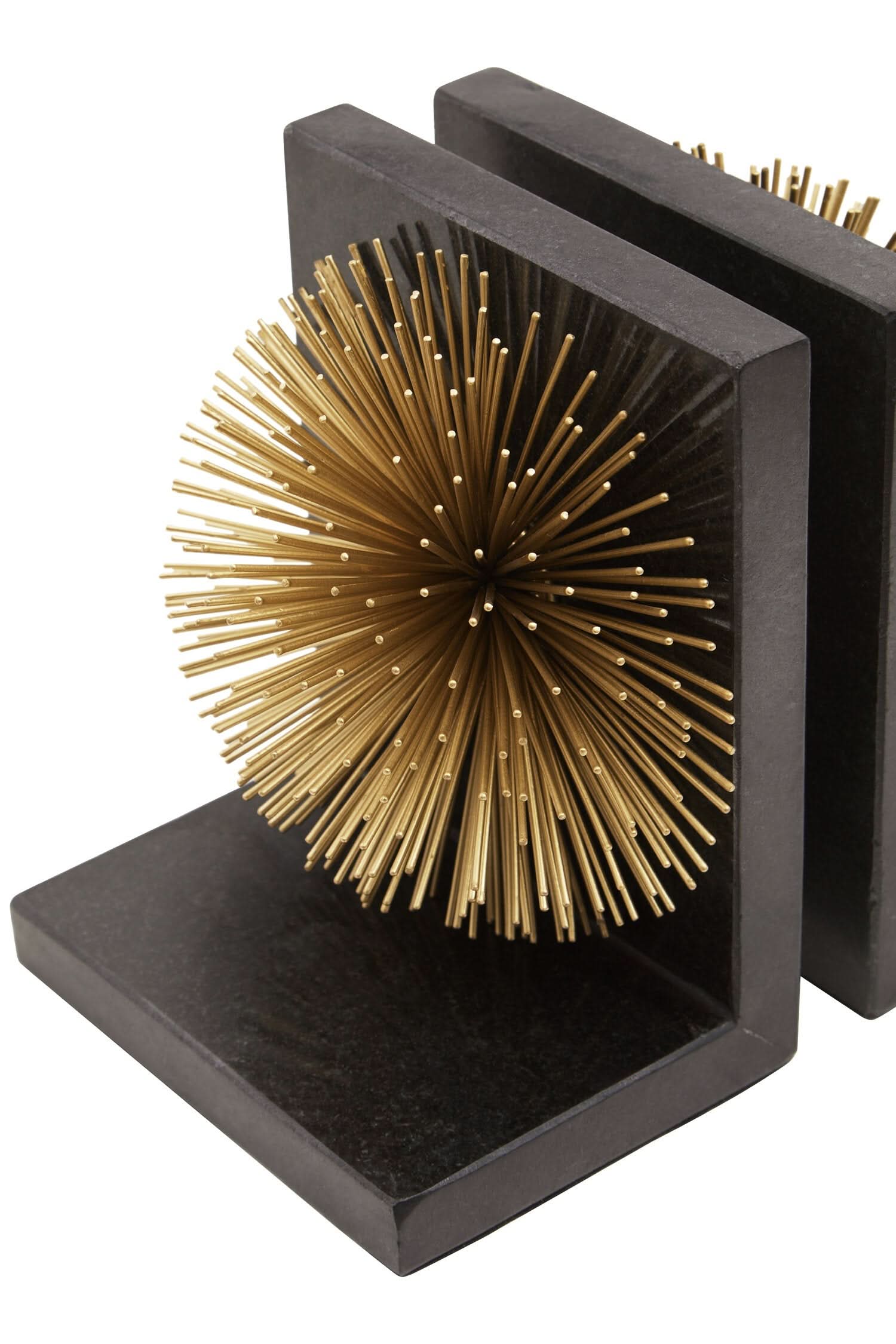 Mirano Set Of Two Gold Finish Starburst Bookends   Nicholas John Interiors