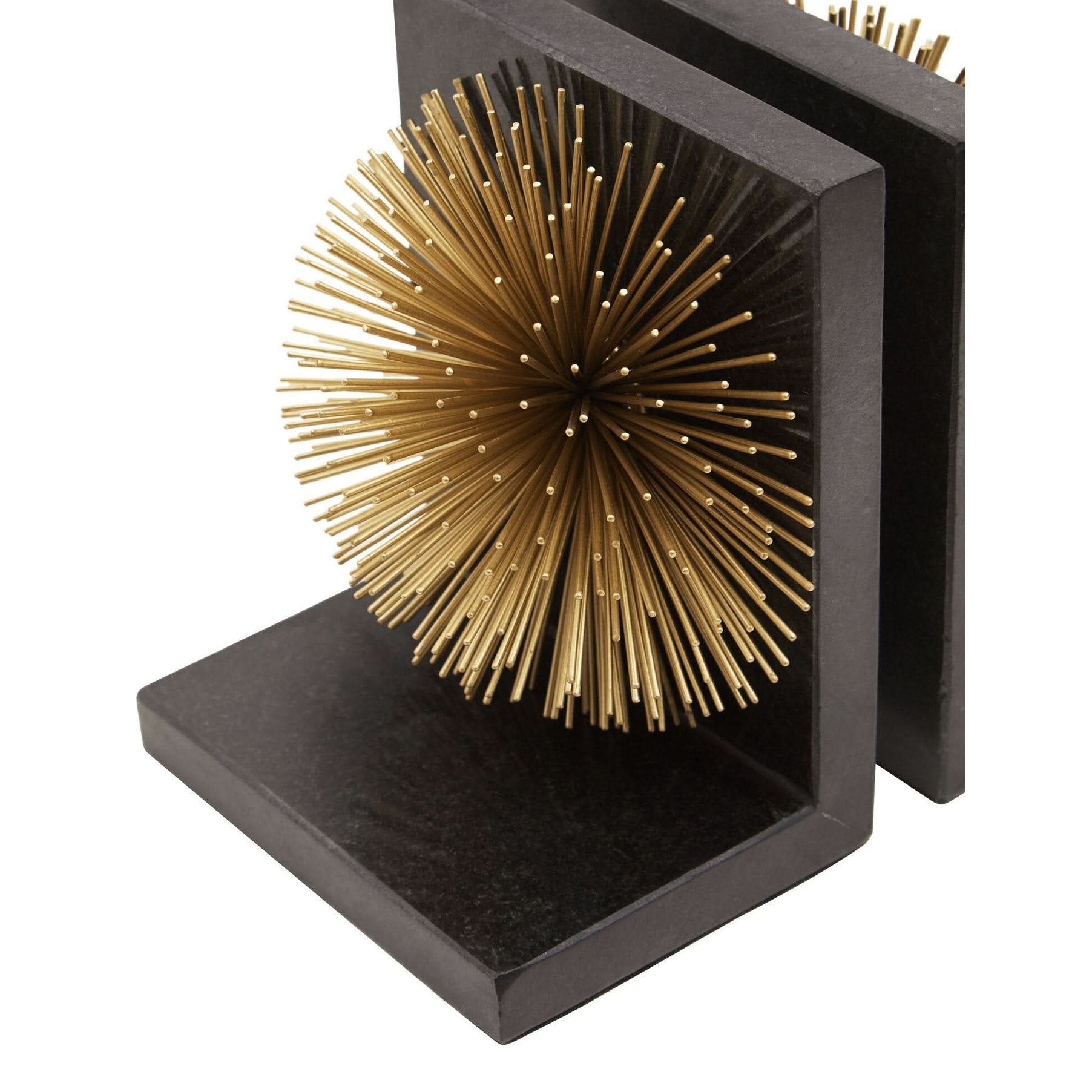 Mirano Set Of Two Gold Finish Starburst Bookends   Nicholas John Interiors