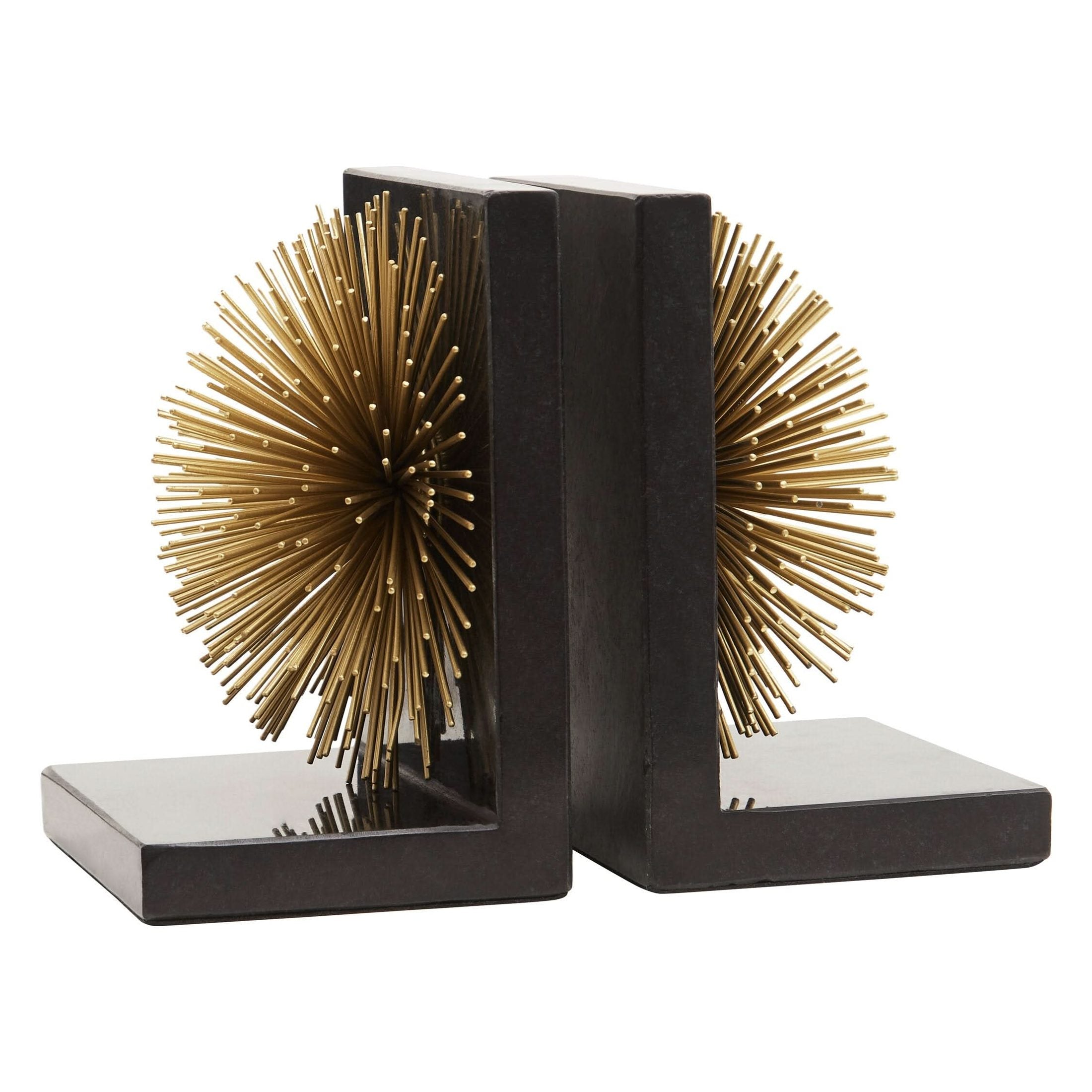 Mirano Set Of Two Gold Finish Starburst Bookends   Nicholas John Interiors