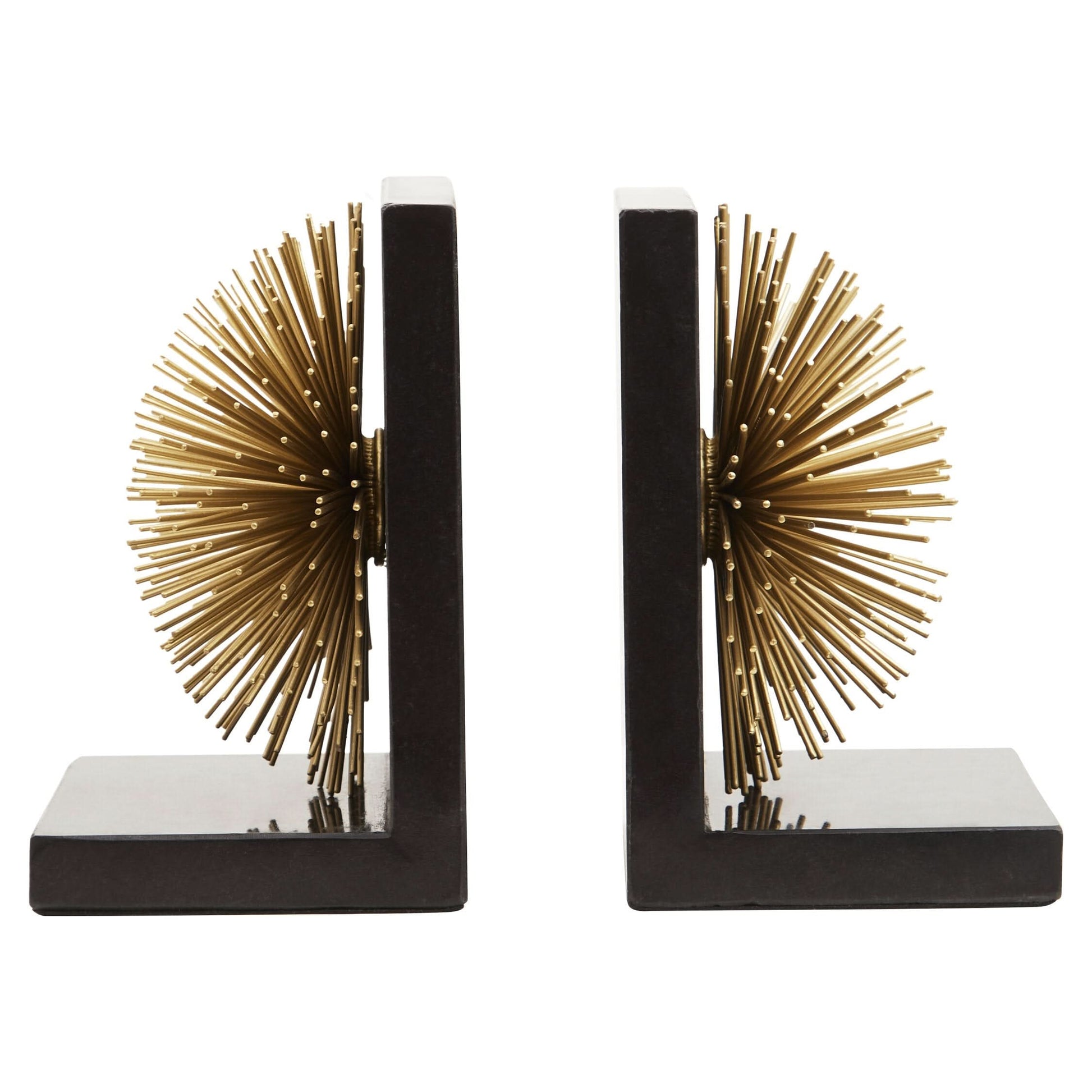 Mirano Set Of Two Gold Finish Starburst Bookends   Nicholas John Interiors