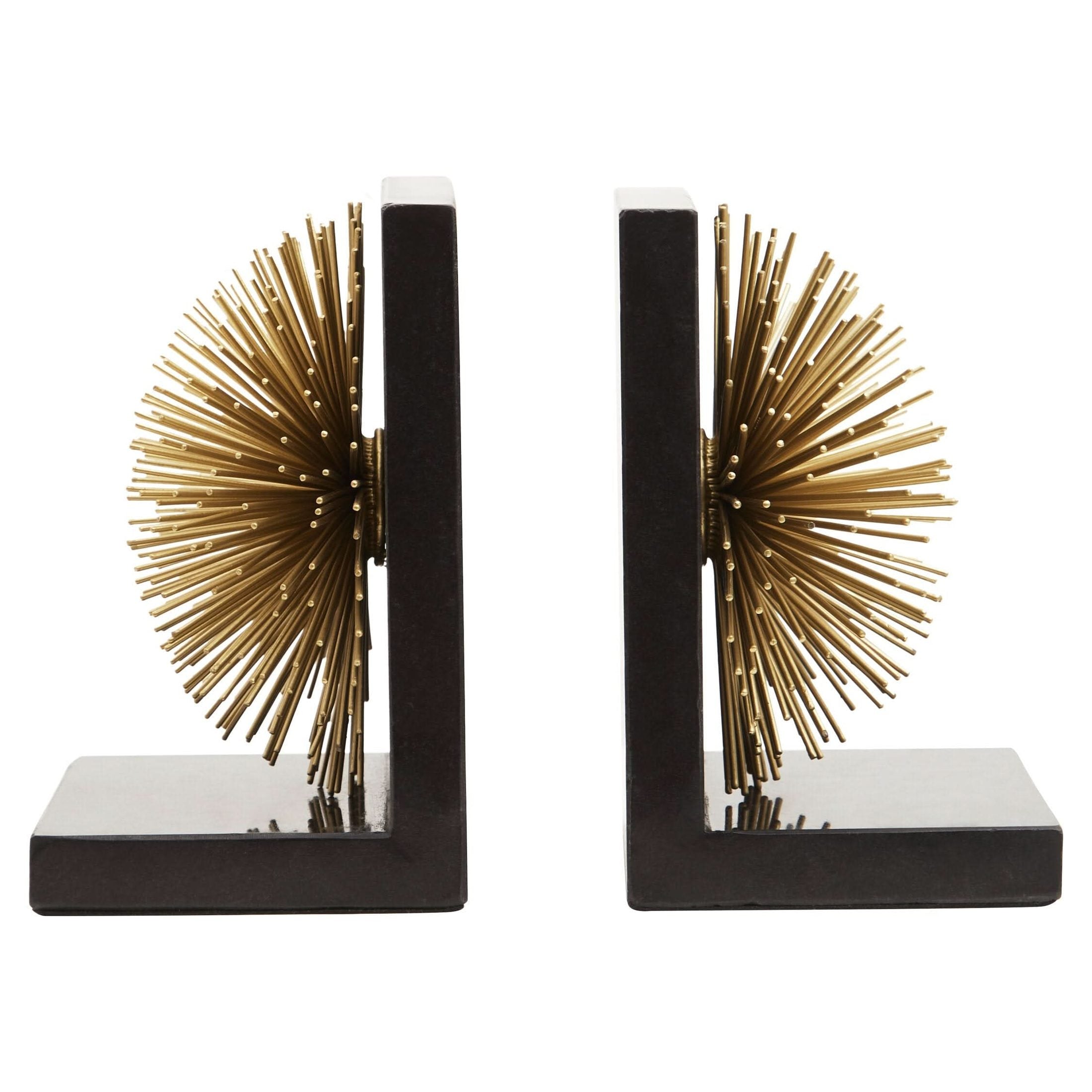 Mirano Set Of Two Gold Finish Starburst Bookends   Nicholas John Interiors