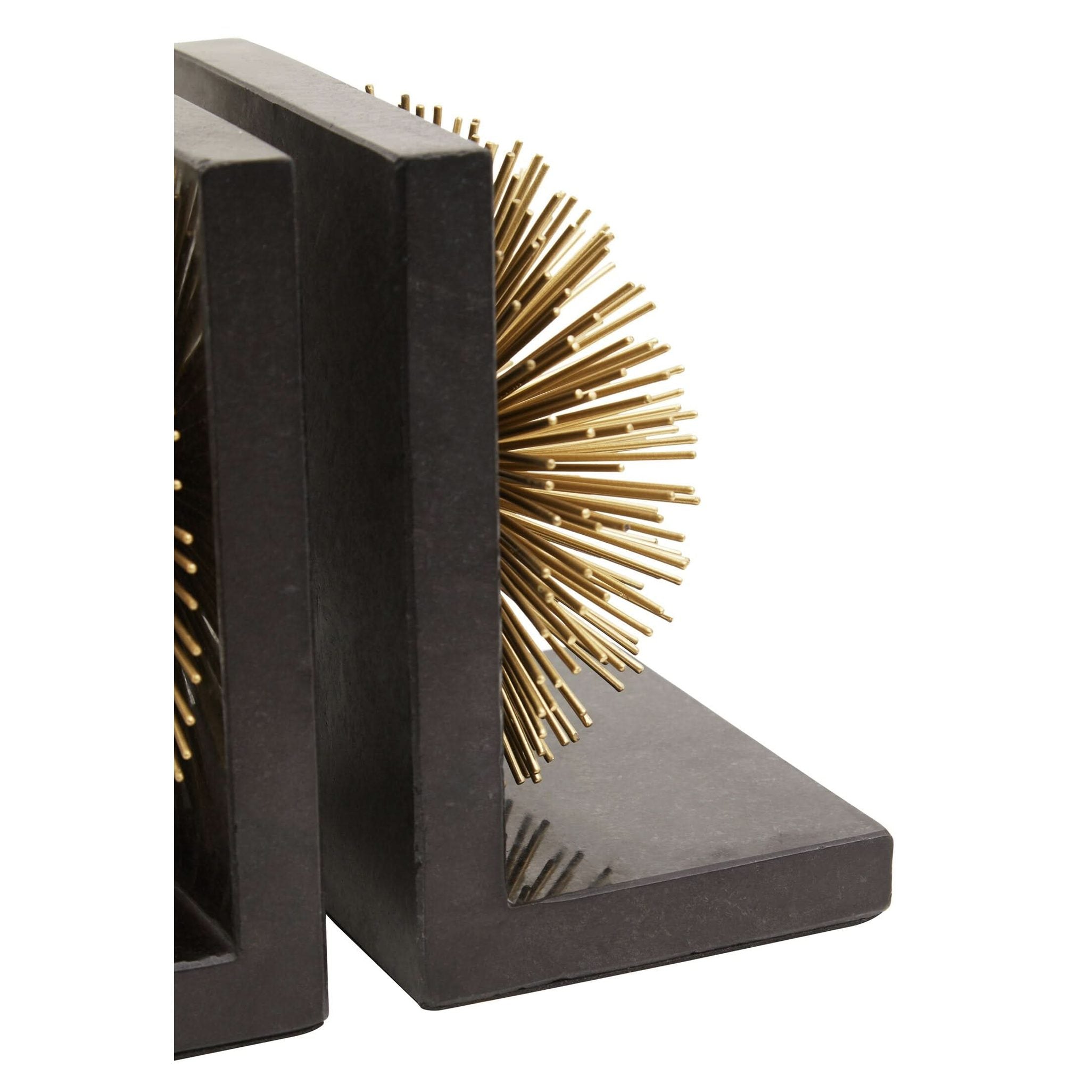 Mirano Set Of Two Gold Finish Starburst Bookends   Nicholas John Interiors