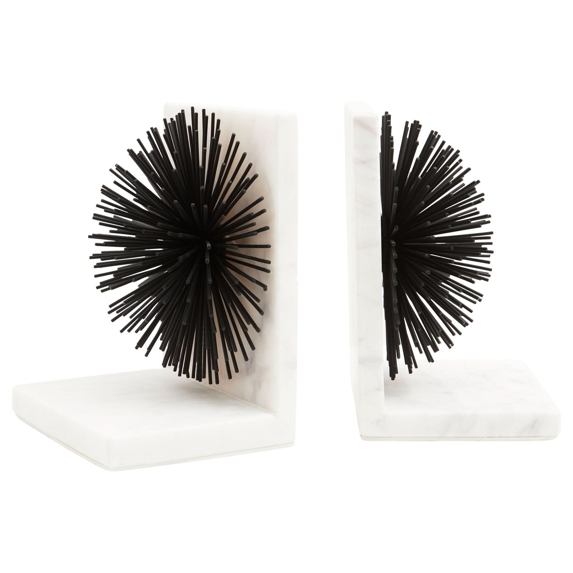Mirano Set Of Two Black Finish Starburst Bookends   Nicholas John Interiors