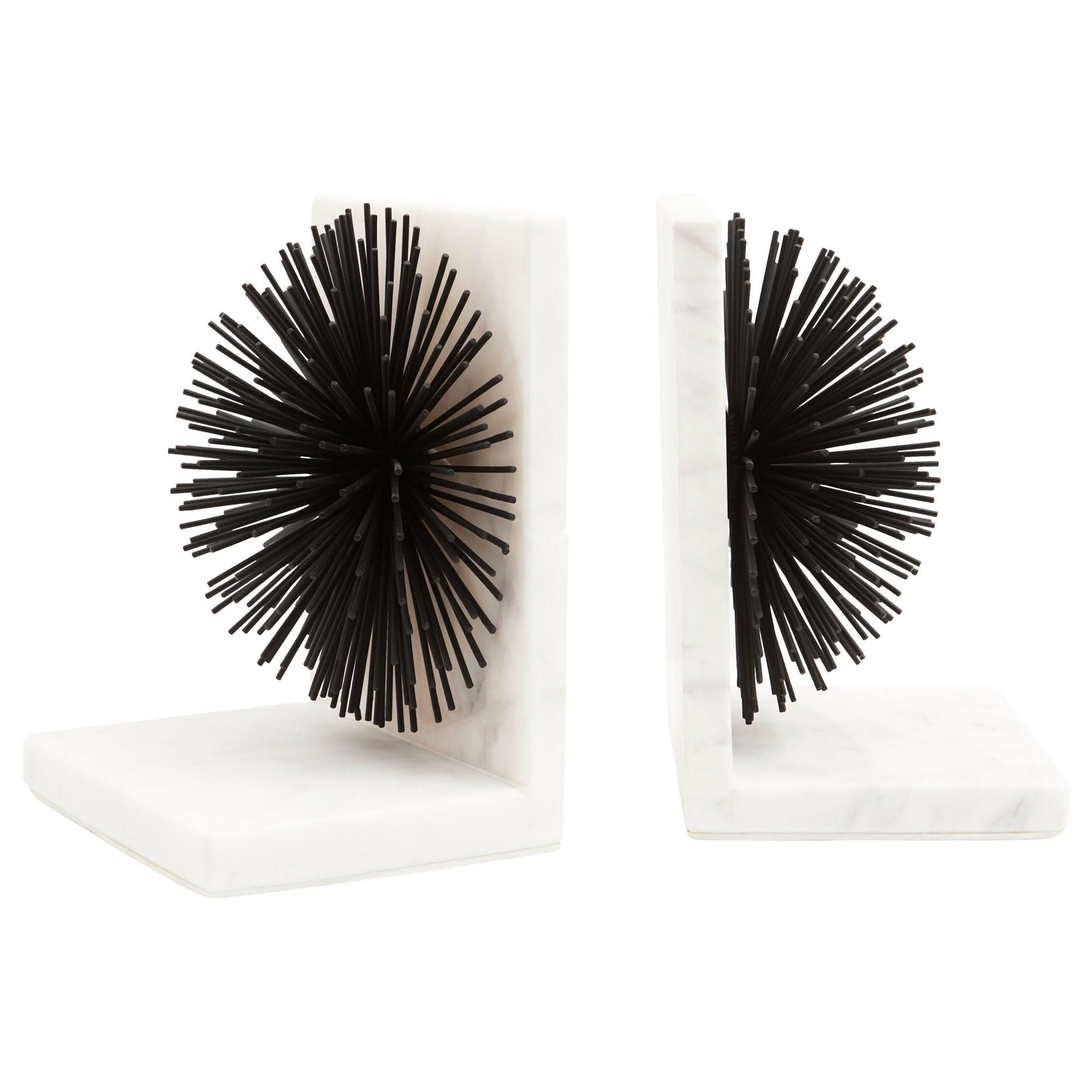 Mirano Set Of Two Black Finish Starburst Bookends   Nicholas John Interiors