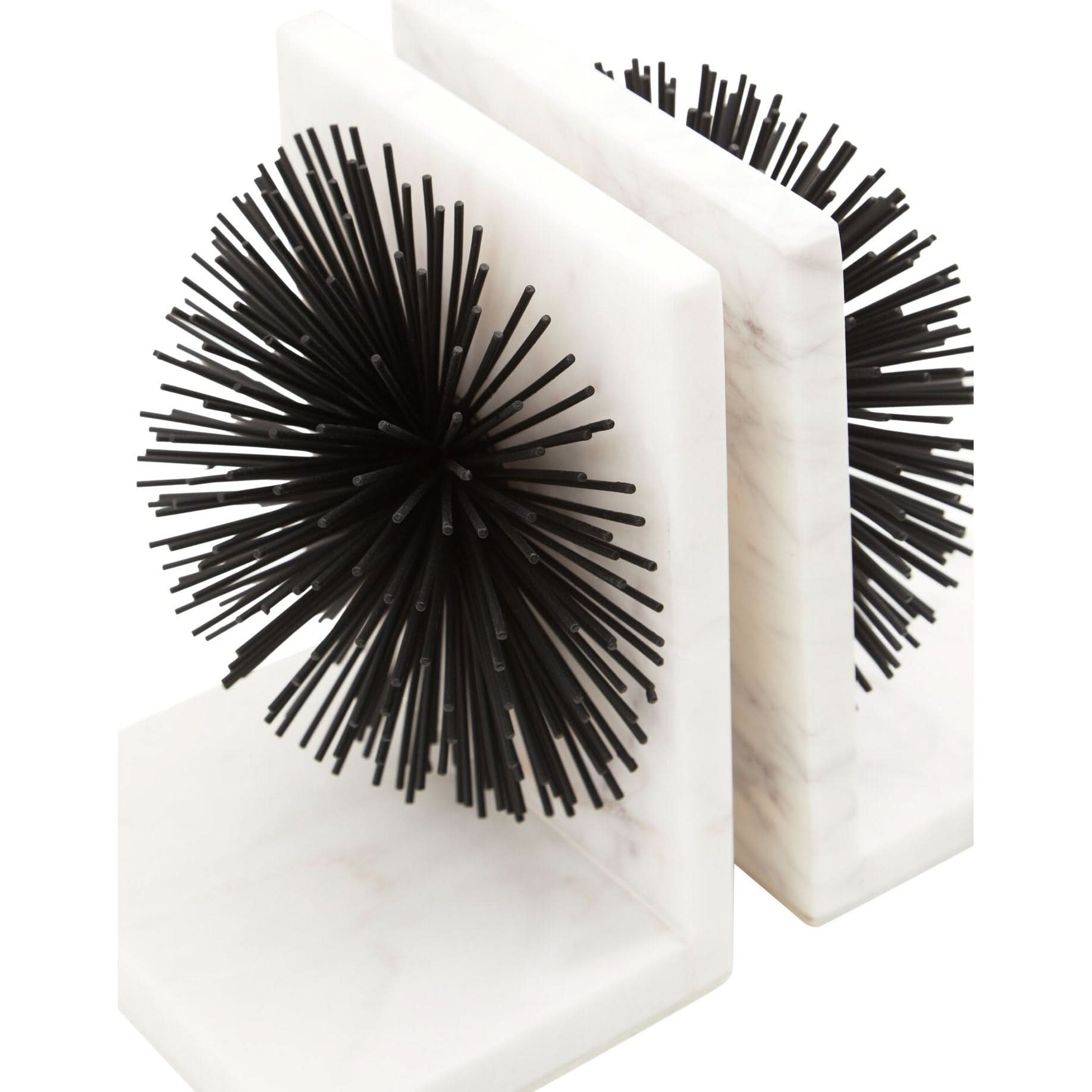 Mirano Set Of Two Black Finish Starburst Bookends   Nicholas John Interiors