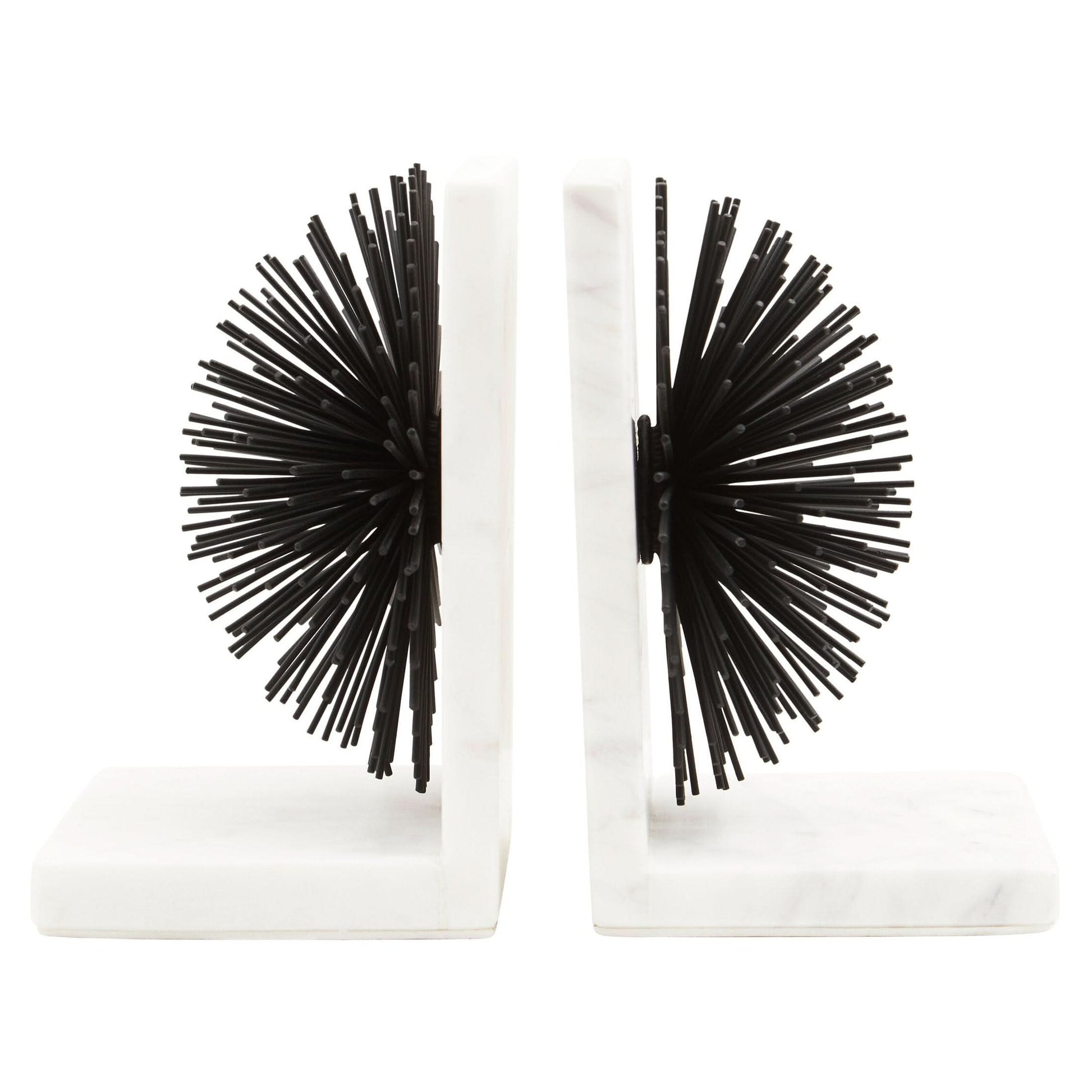Mirano Set Of Two Black Finish Starburst Bookends   Nicholas John Interiors