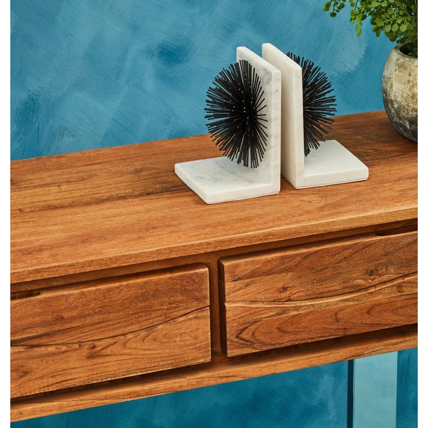 Mirano Set Of Two Black Finish Starburst Bookends   Nicholas John Interiors
