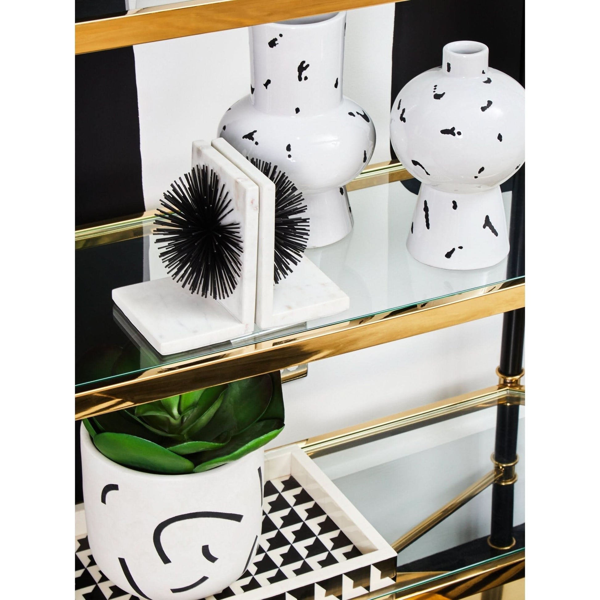 Mirano Set Of Two Black Finish Starburst Bookends   Nicholas John Interiors