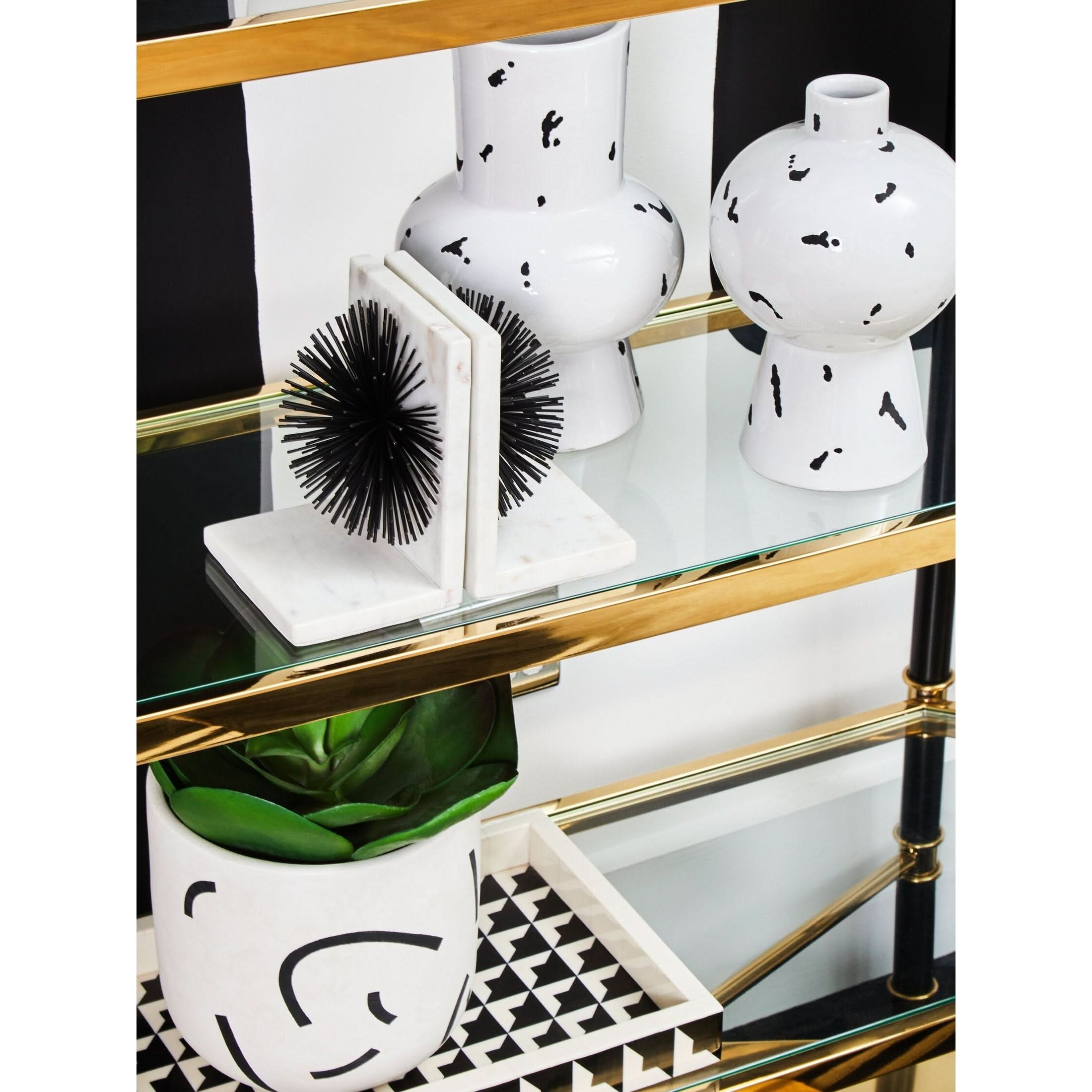 Mirano Set Of Two Black Finish Starburst Bookends   Nicholas John Interiors