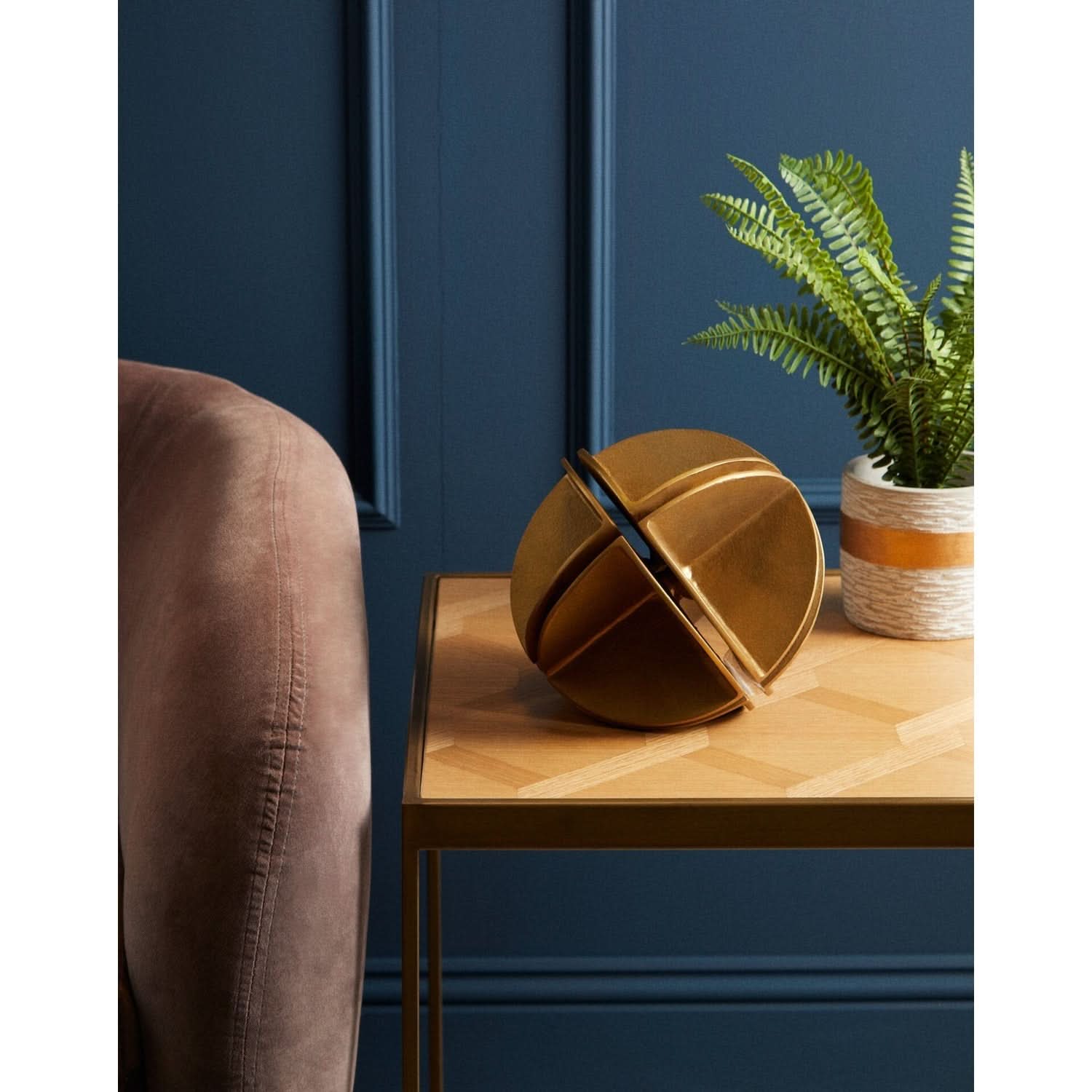 Prato Brass Finish Segmented Spherical Sculpture   Nicholas John Interiors
