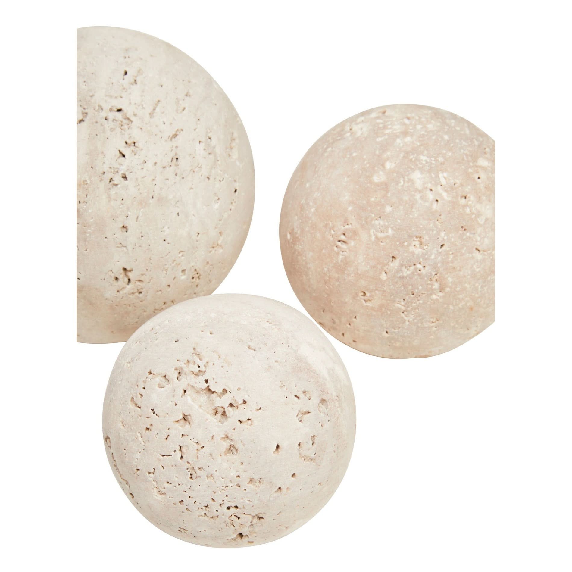 Tibor Travertine Set of 3 Deco Balls   Nicholas John Interiors