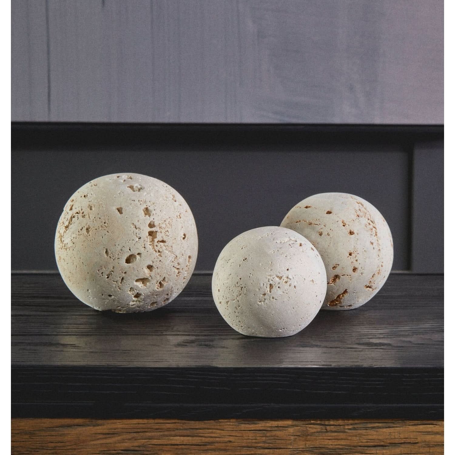 Tibor Travertine Set of 3 Deco Balls   Nicholas John Interiors