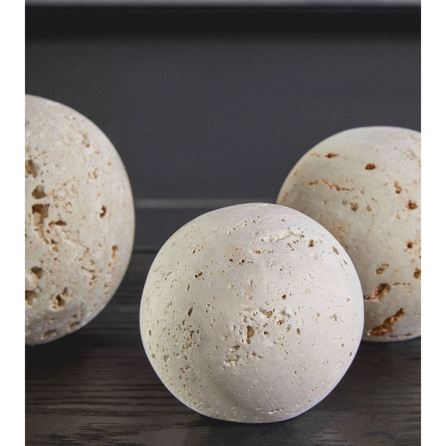 Tibor Travertine Set of 3 Deco Balls   Nicholas John Interiors
