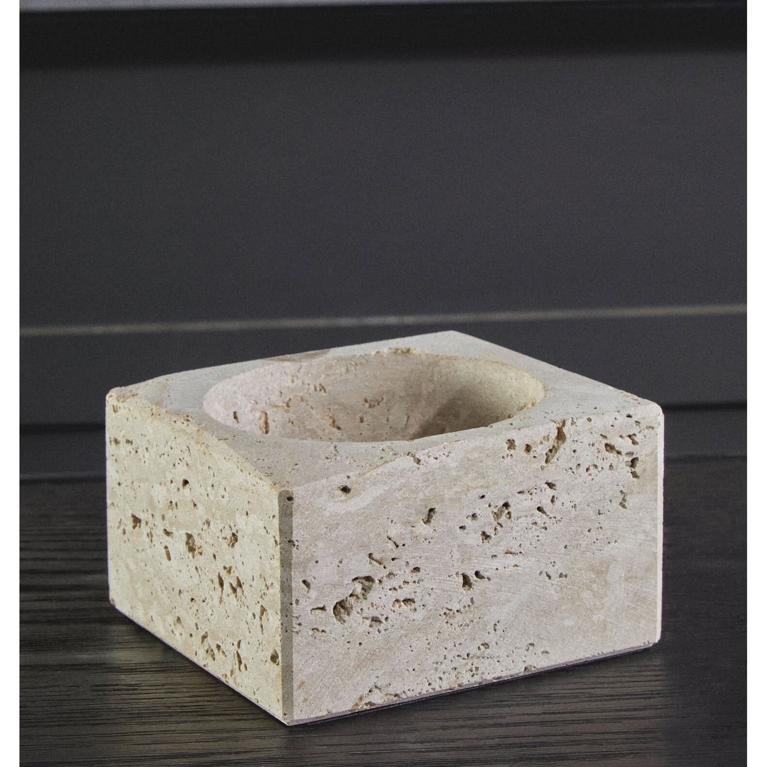 Tibor Travertine Square Decorative Bowl   Nicholas John Interiors