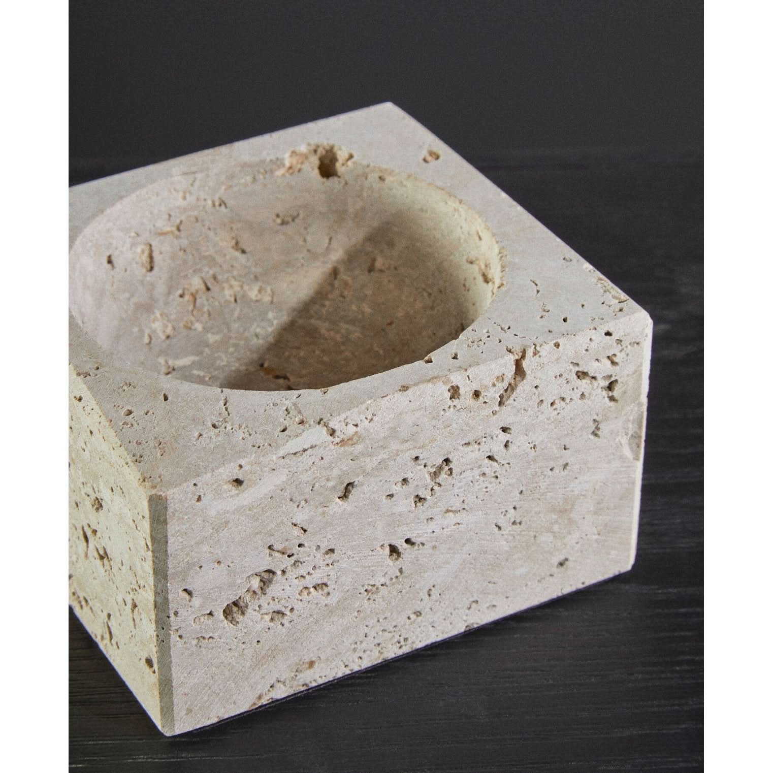 Tibor Travertine Square Decorative Bowl   Nicholas John Interiors