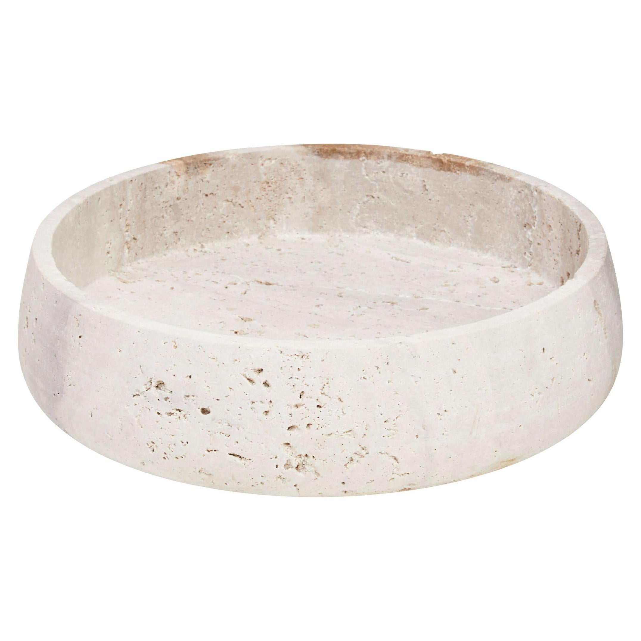 Tibor Travertine Bowl with Raised Edges   Nicholas John Interiors