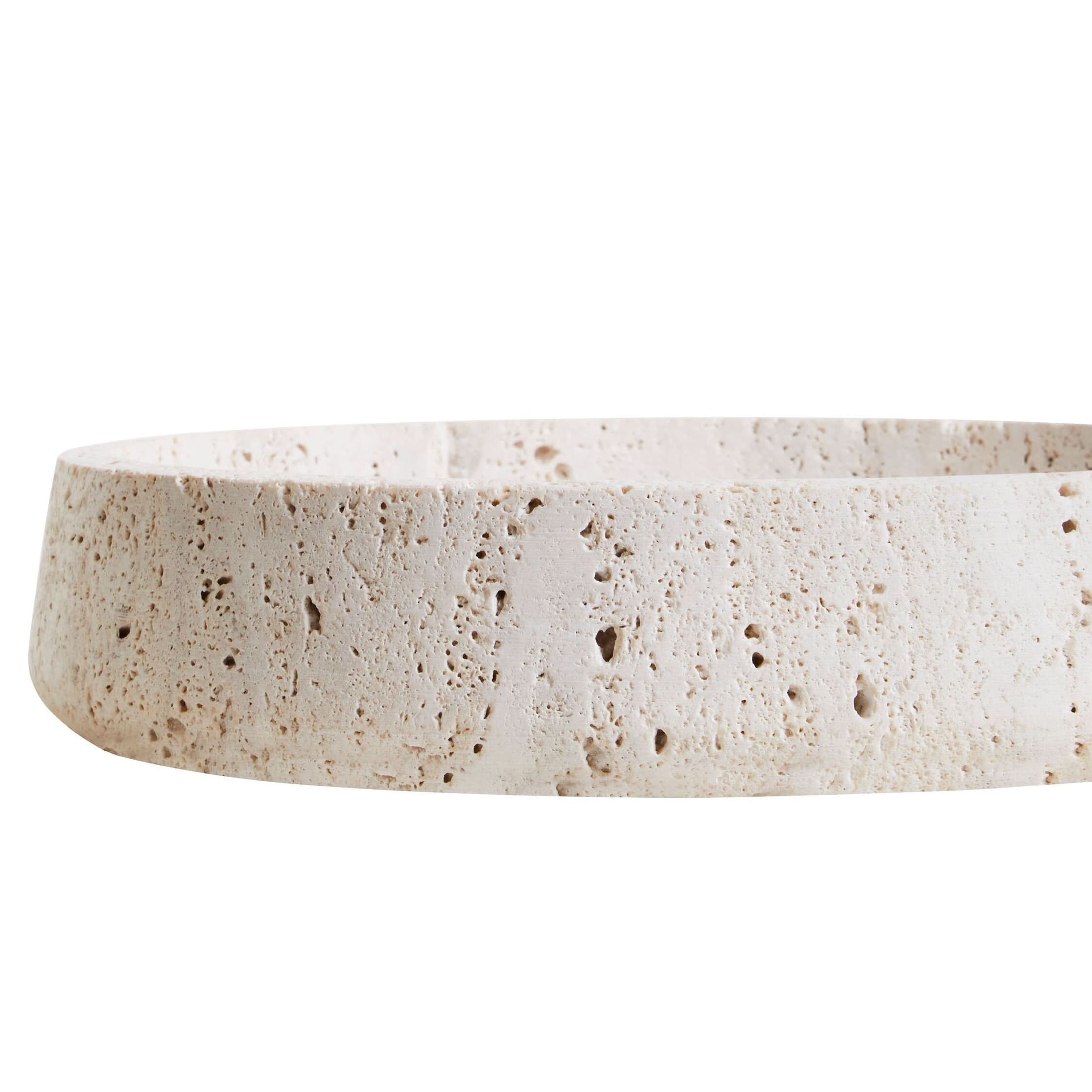 Tibor Travertine Bowl with Raised Edges   Nicholas John Interiors