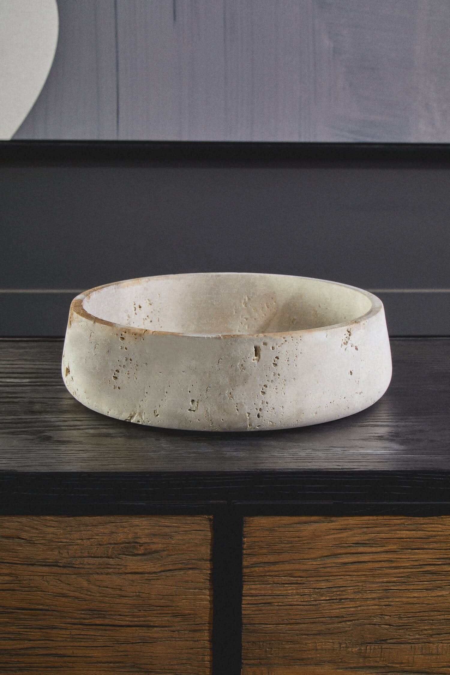 Tibor Travertine Bowl with Raised Edges   Nicholas John Interiors