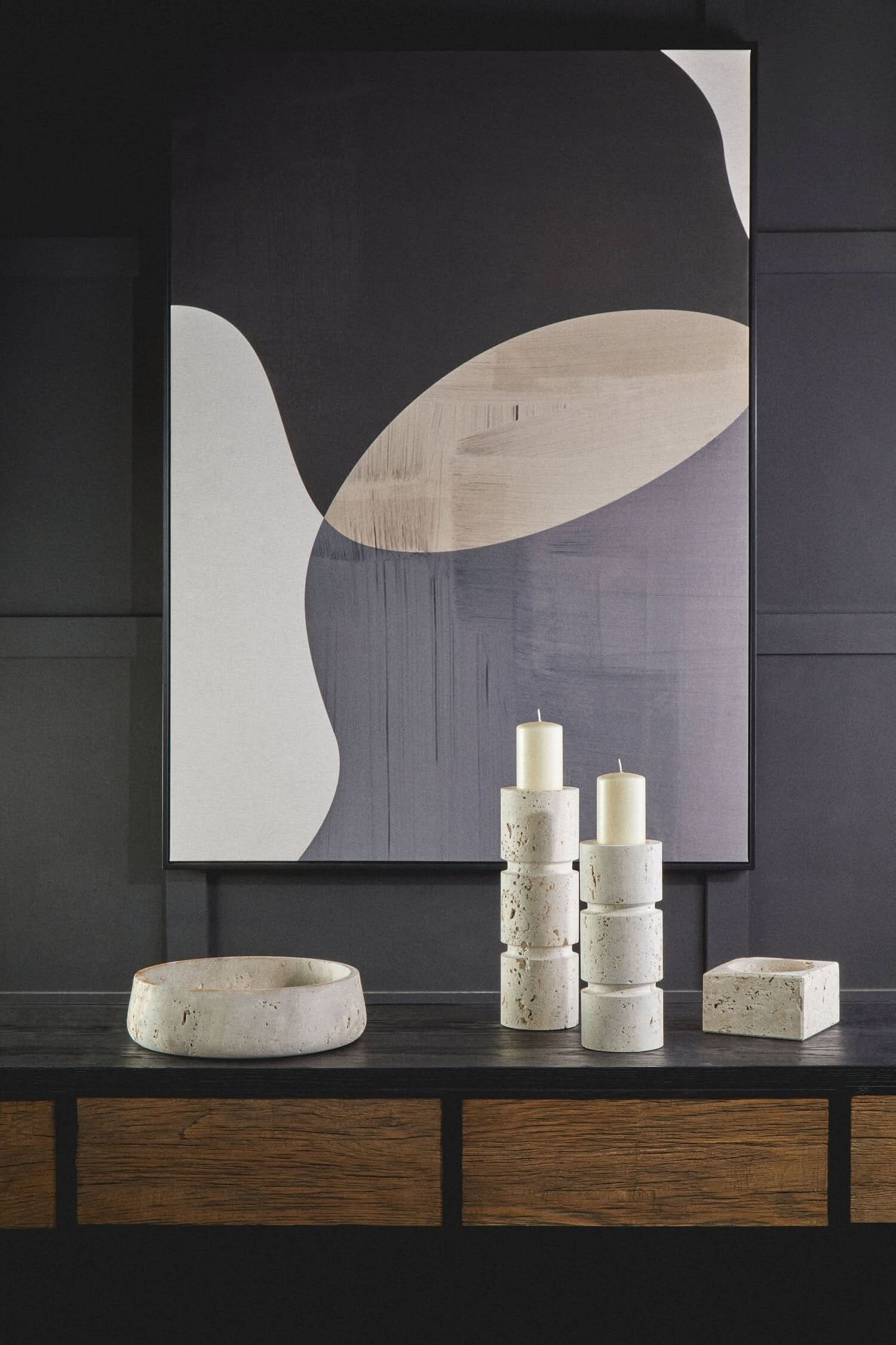 Tibor Travertine Bowl with Raised Edges   Nicholas John Interiors