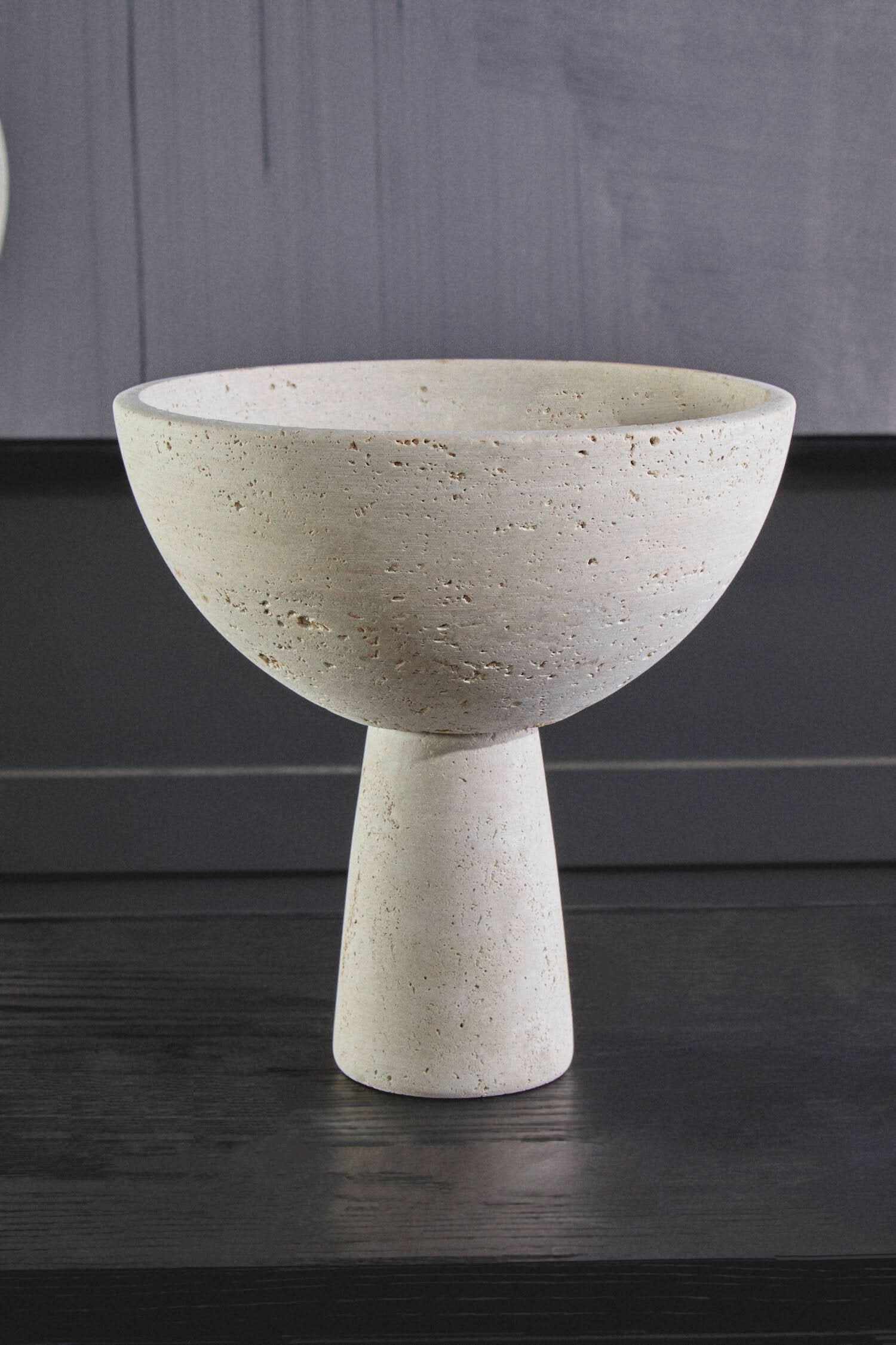 Tibor Travertine Pedestal Bowl   Nicholas John Interiors