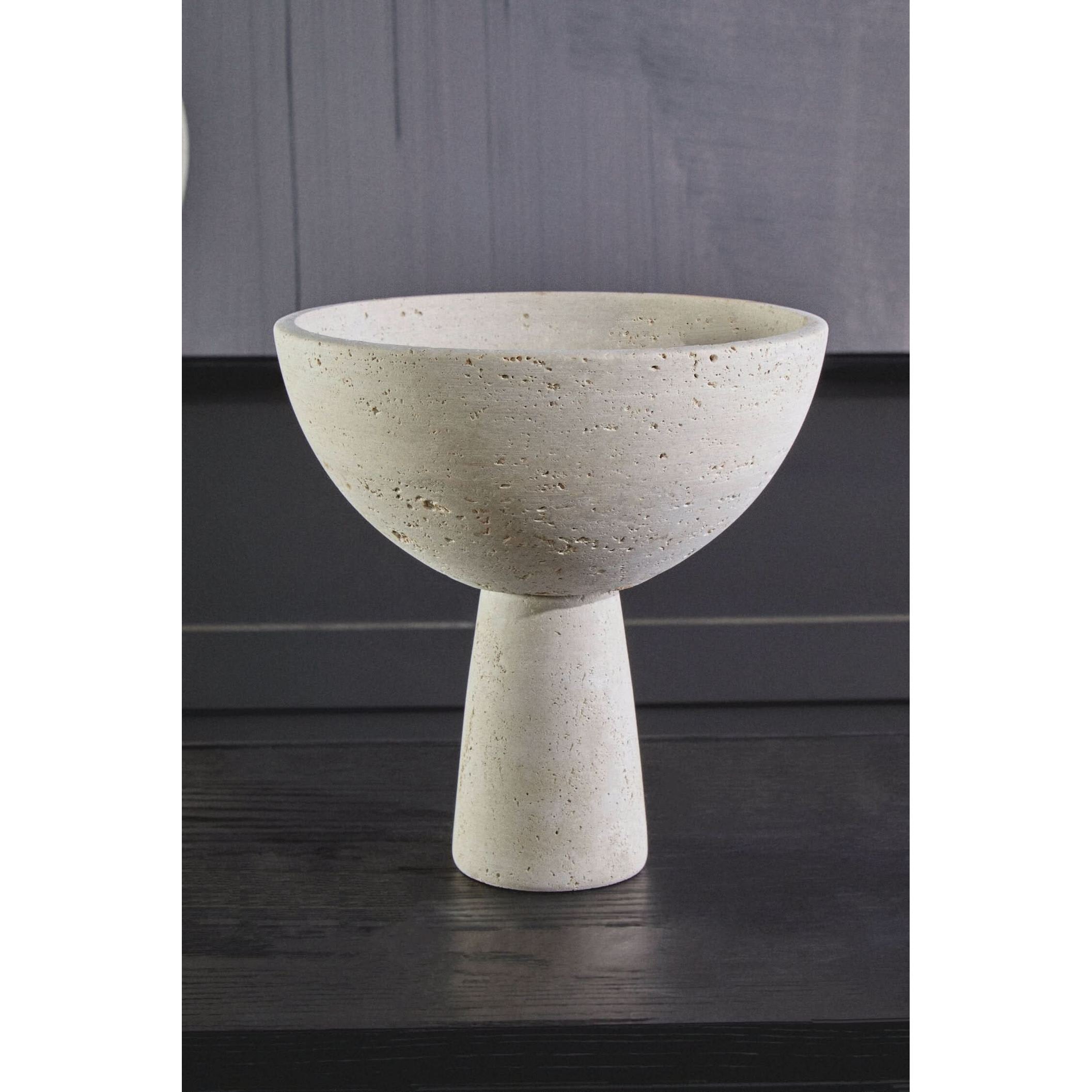 Tibor Travertine Pedestal Bowl   Nicholas John Interiors