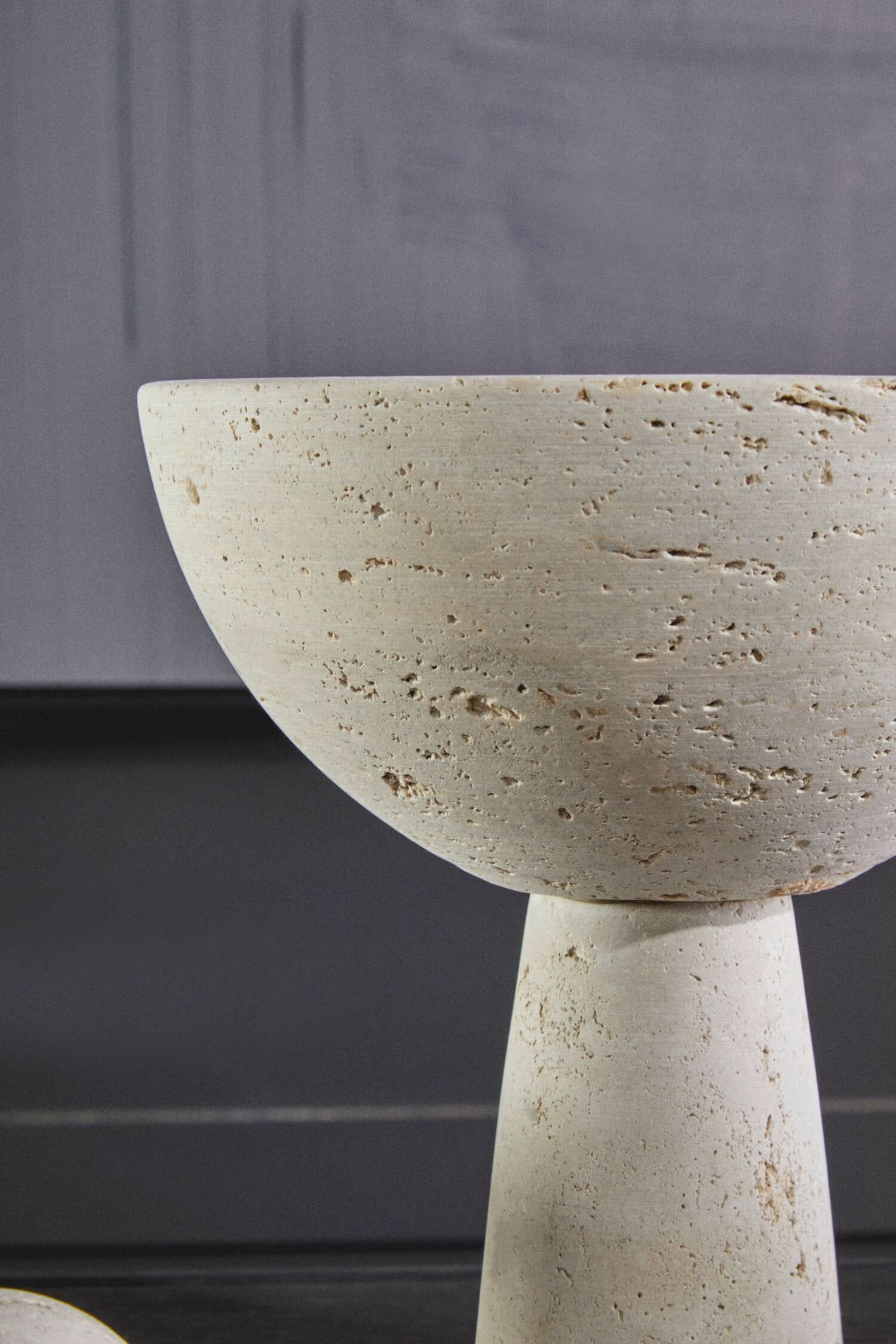 Tibor Travertine Pedestal Bowl   Nicholas John Interiors