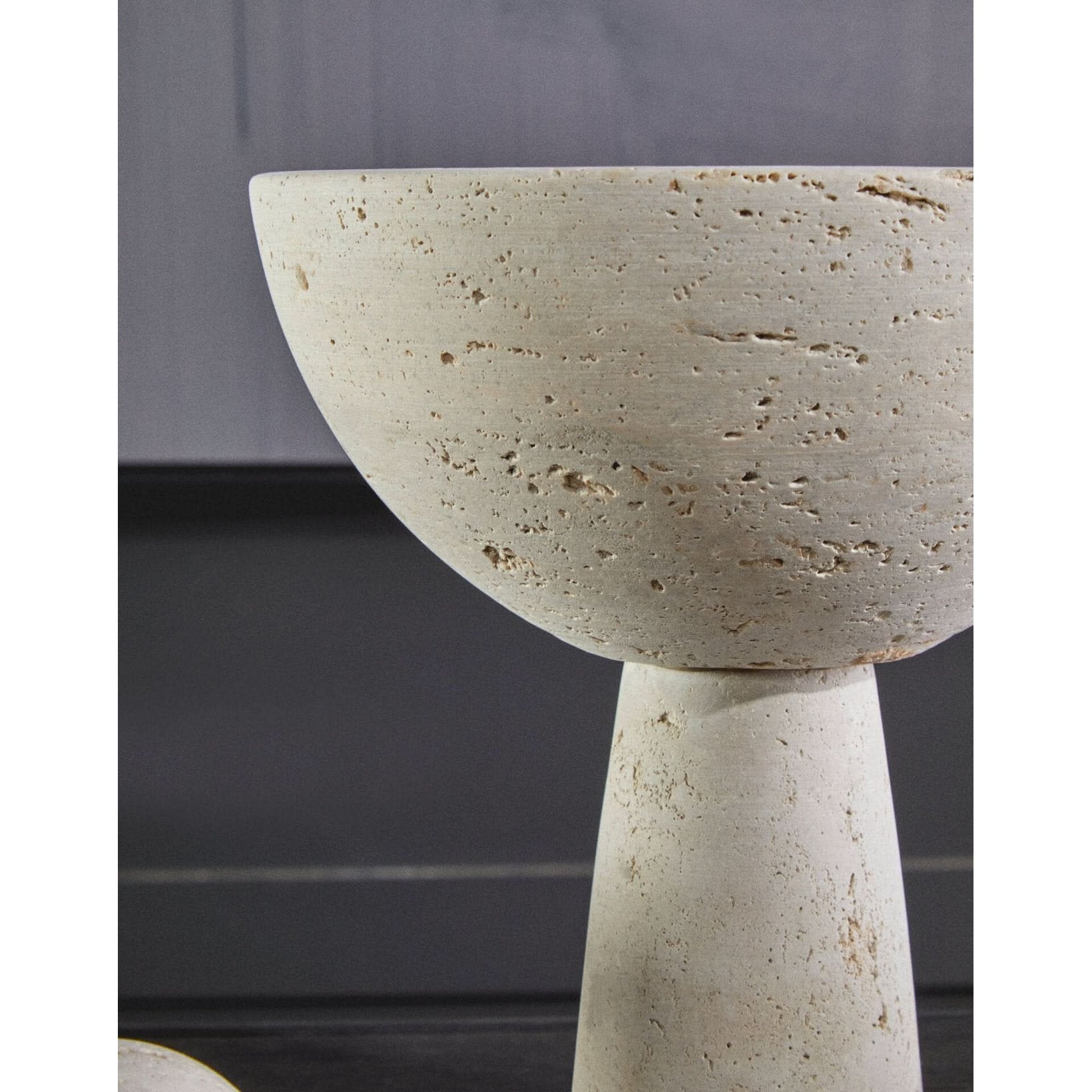 Tibor Travertine Pedestal Bowl   Nicholas John Interiors