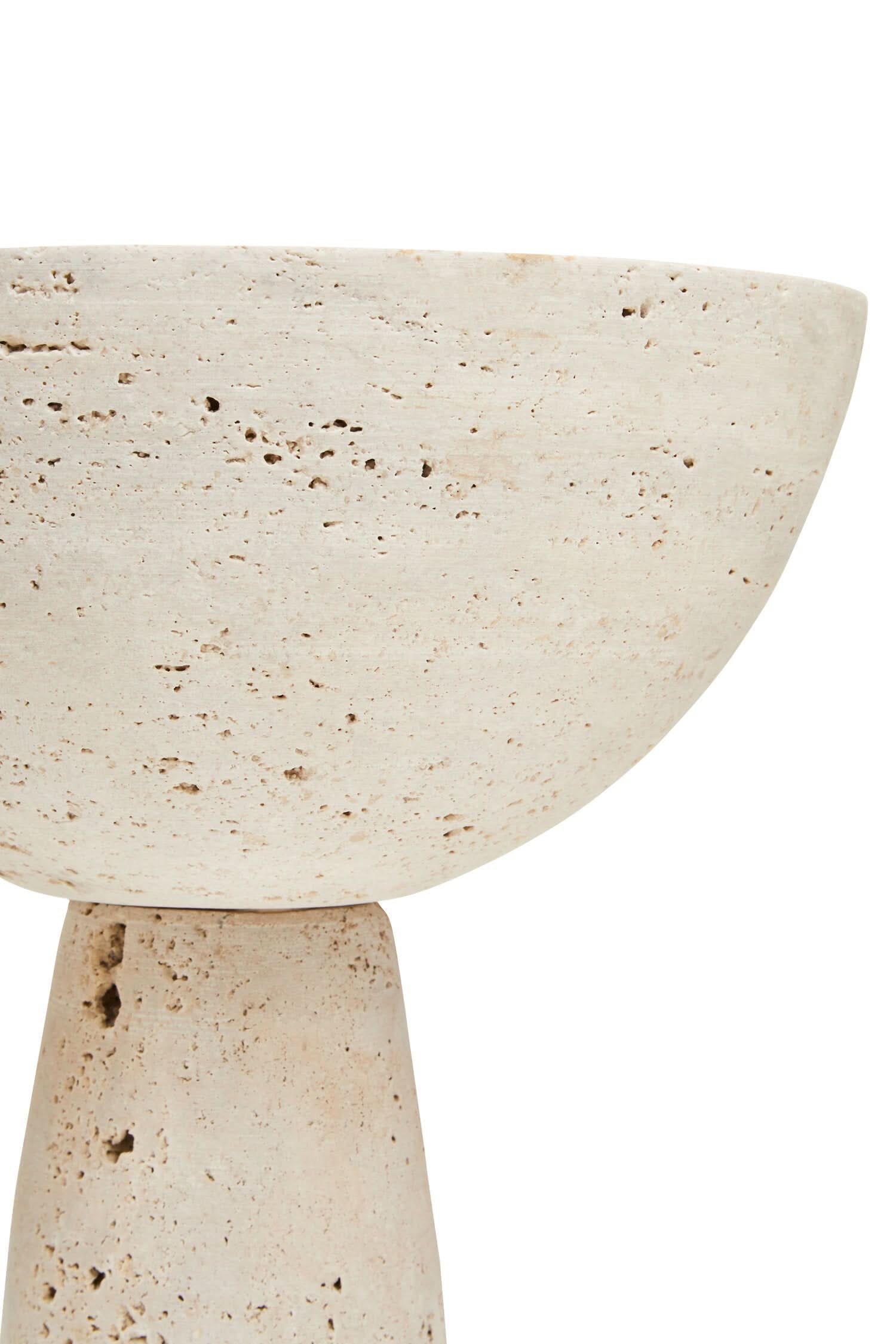 Tibor Travertine Pedestal Bowl   Nicholas John Interiors