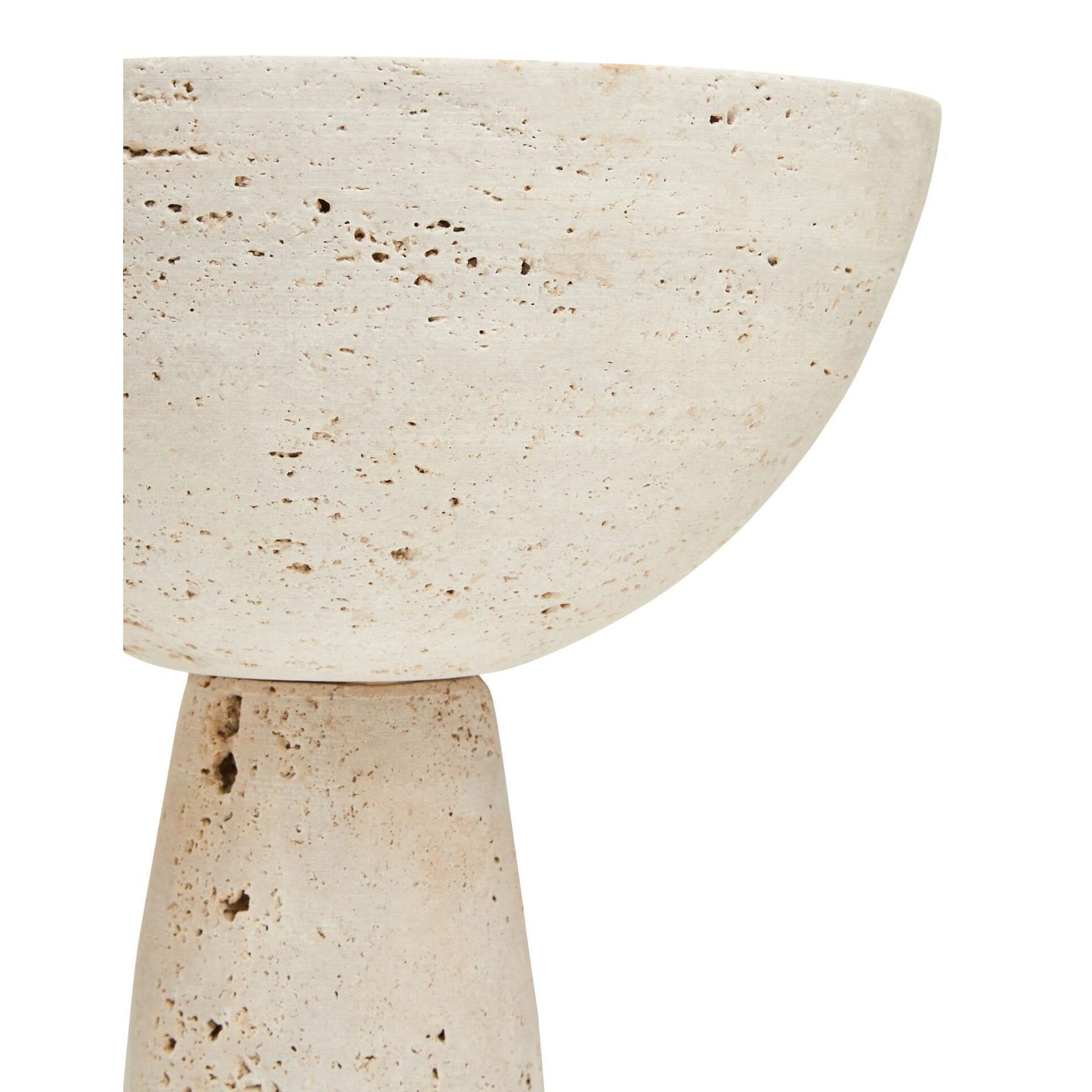 Tibor Travertine Pedestal Bowl   Nicholas John Interiors