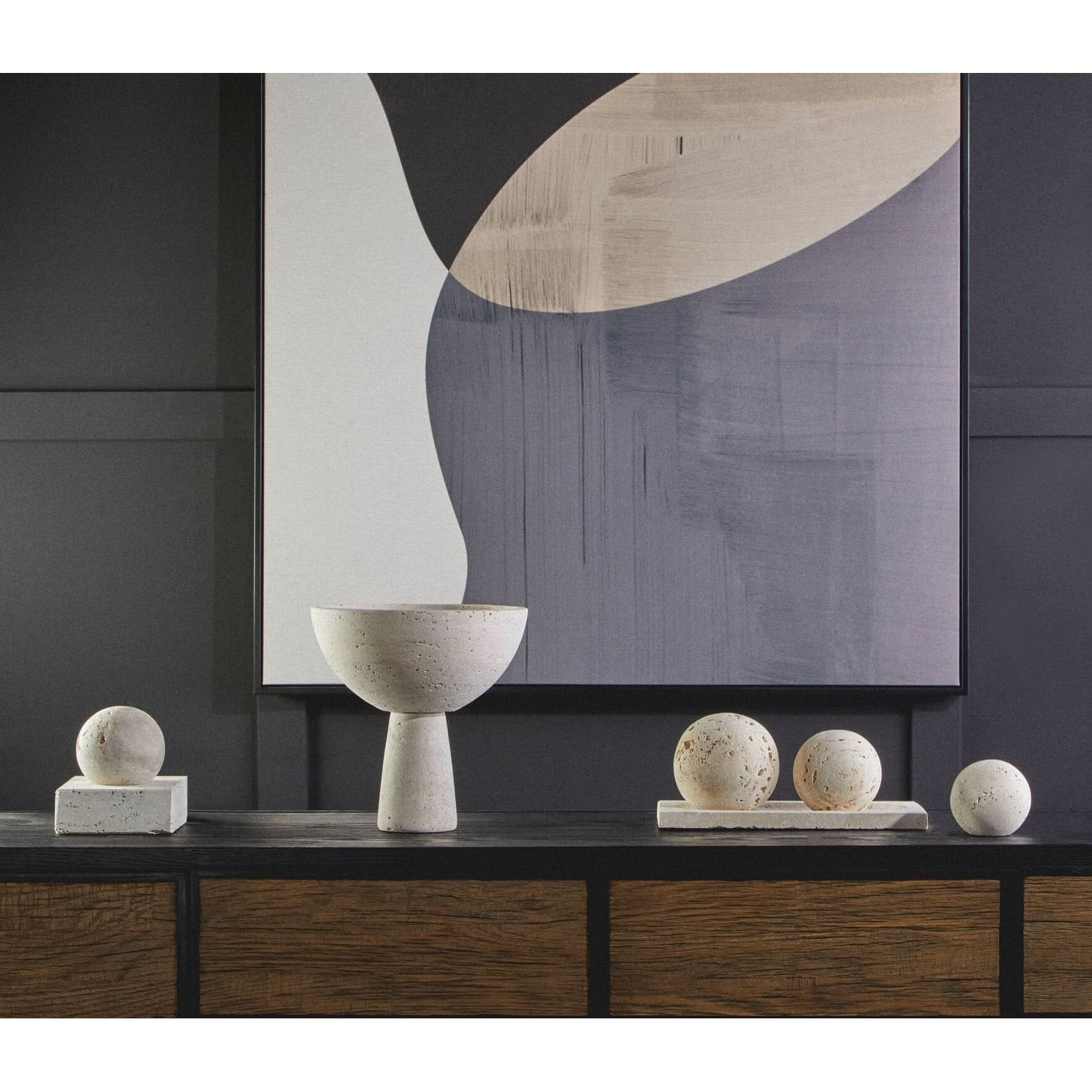 Tibor Travertine Pedestal Bowl   Nicholas John Interiors