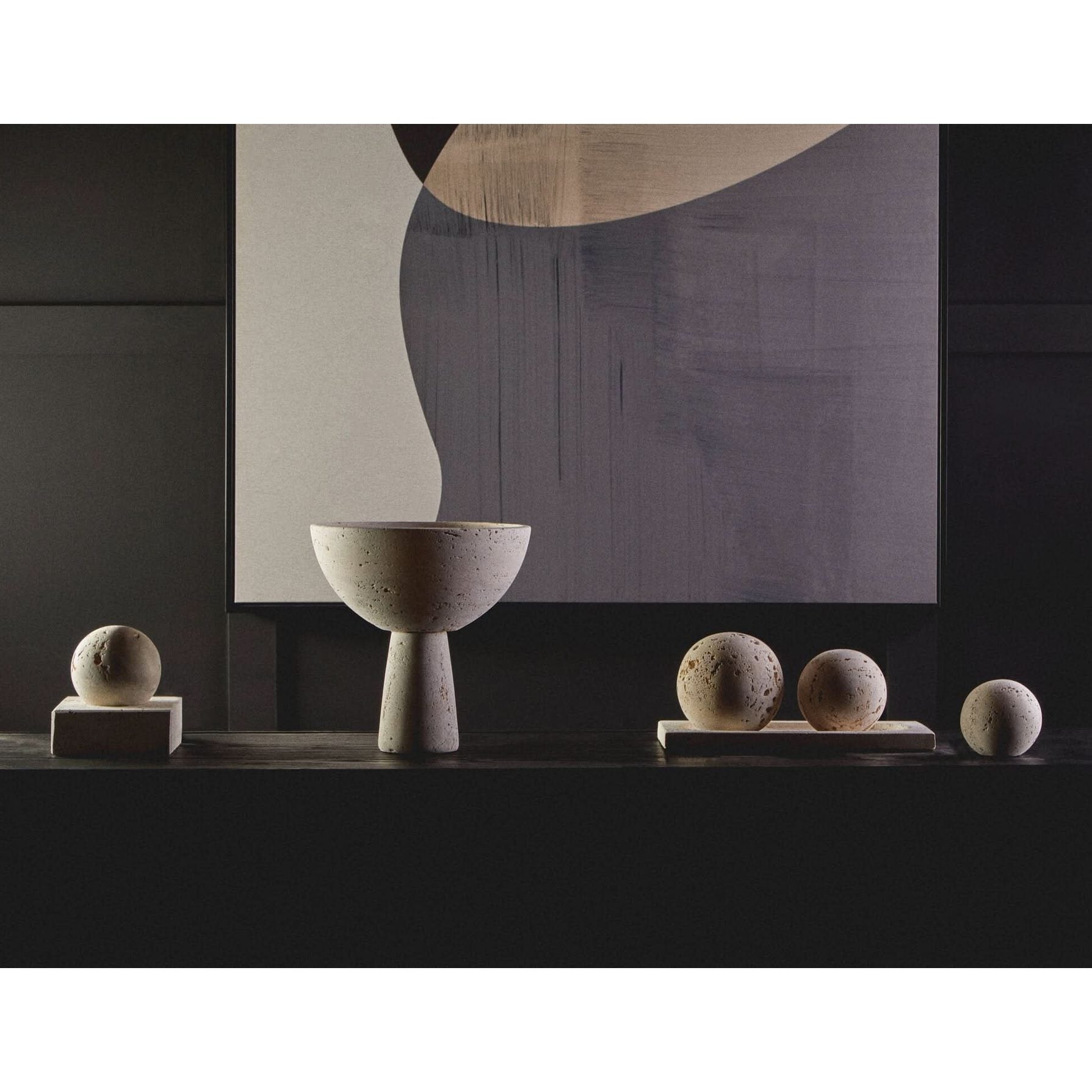 Tibor Travertine Pedestal Bowl   Nicholas John Interiors