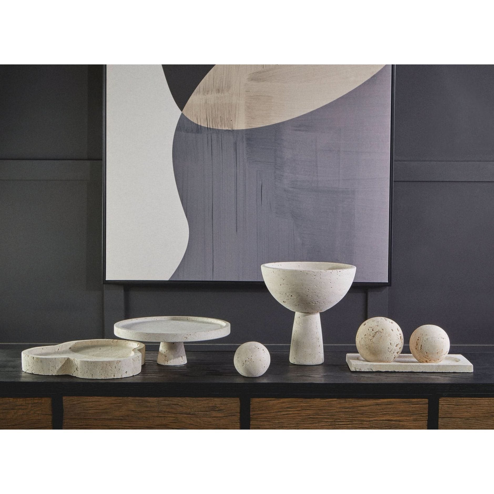 Tibor Travertine Pedestal Bowl   Nicholas John Interiors