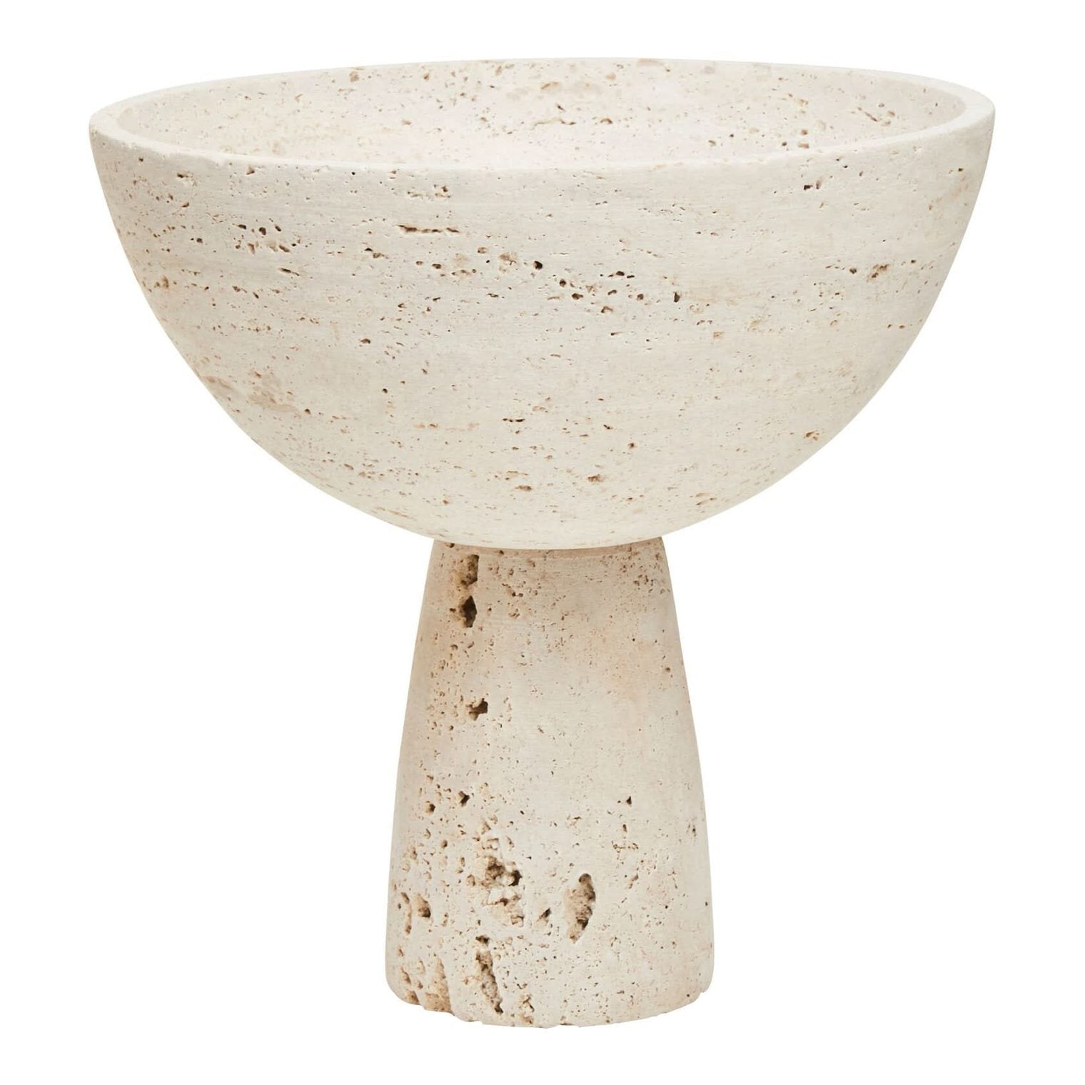 Tibor Travertine Pedestal Bowl   Nicholas John Interiors