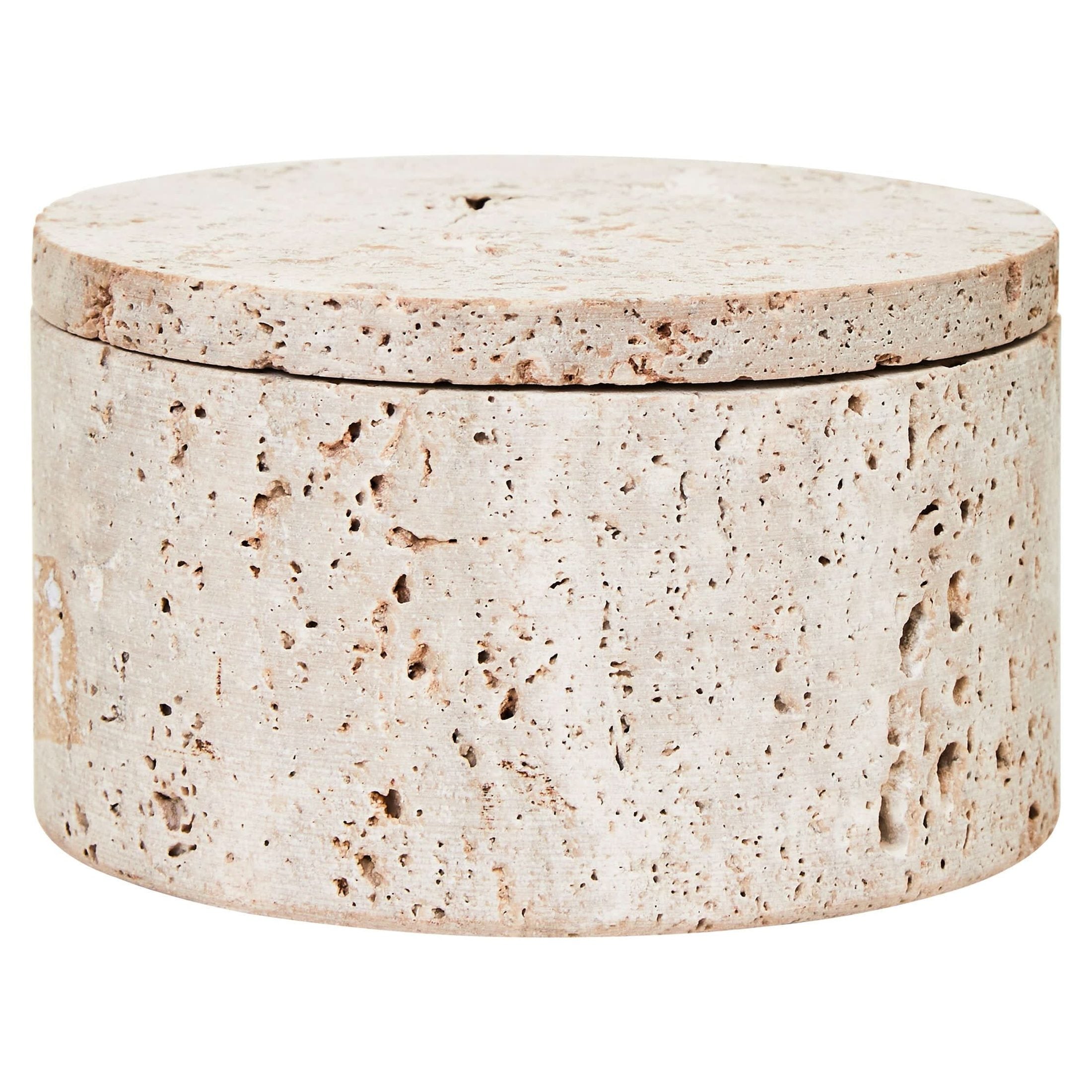 Tibor Travertine Round Trinket Box   Nicholas John Interiors