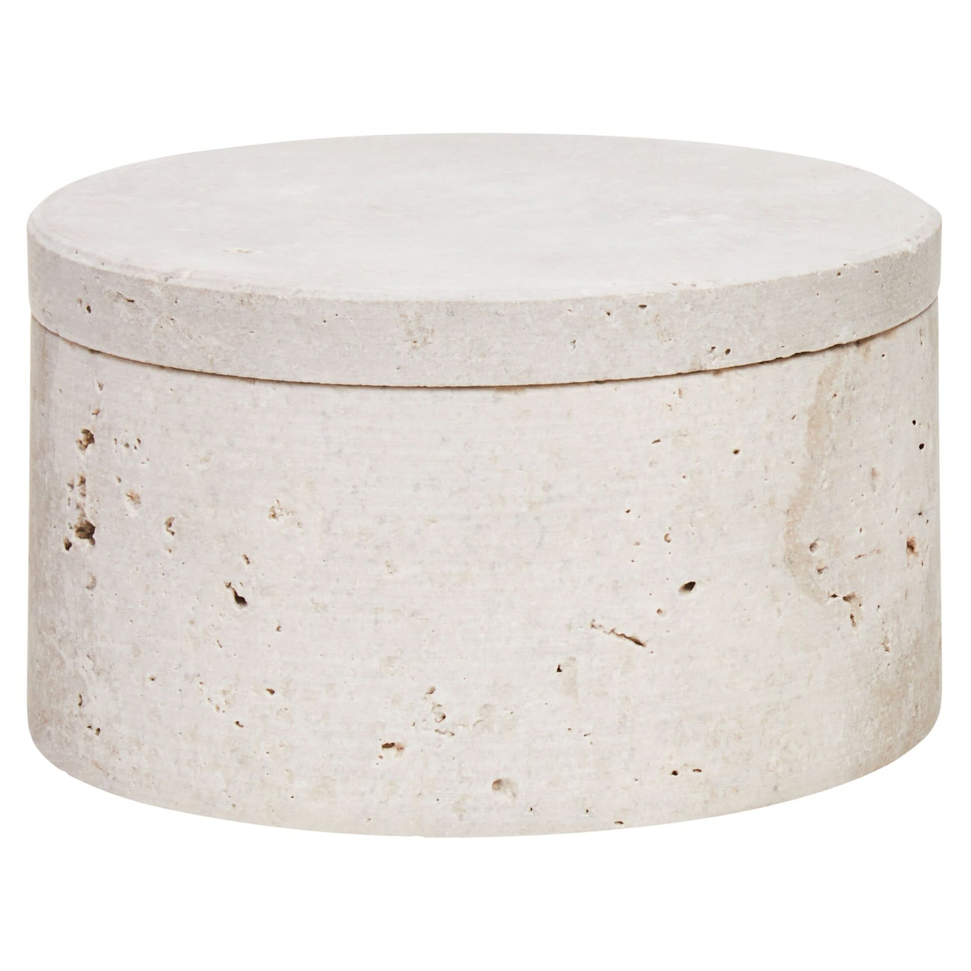 Tibor Travertine Round Trinket Box   Nicholas John Interiors