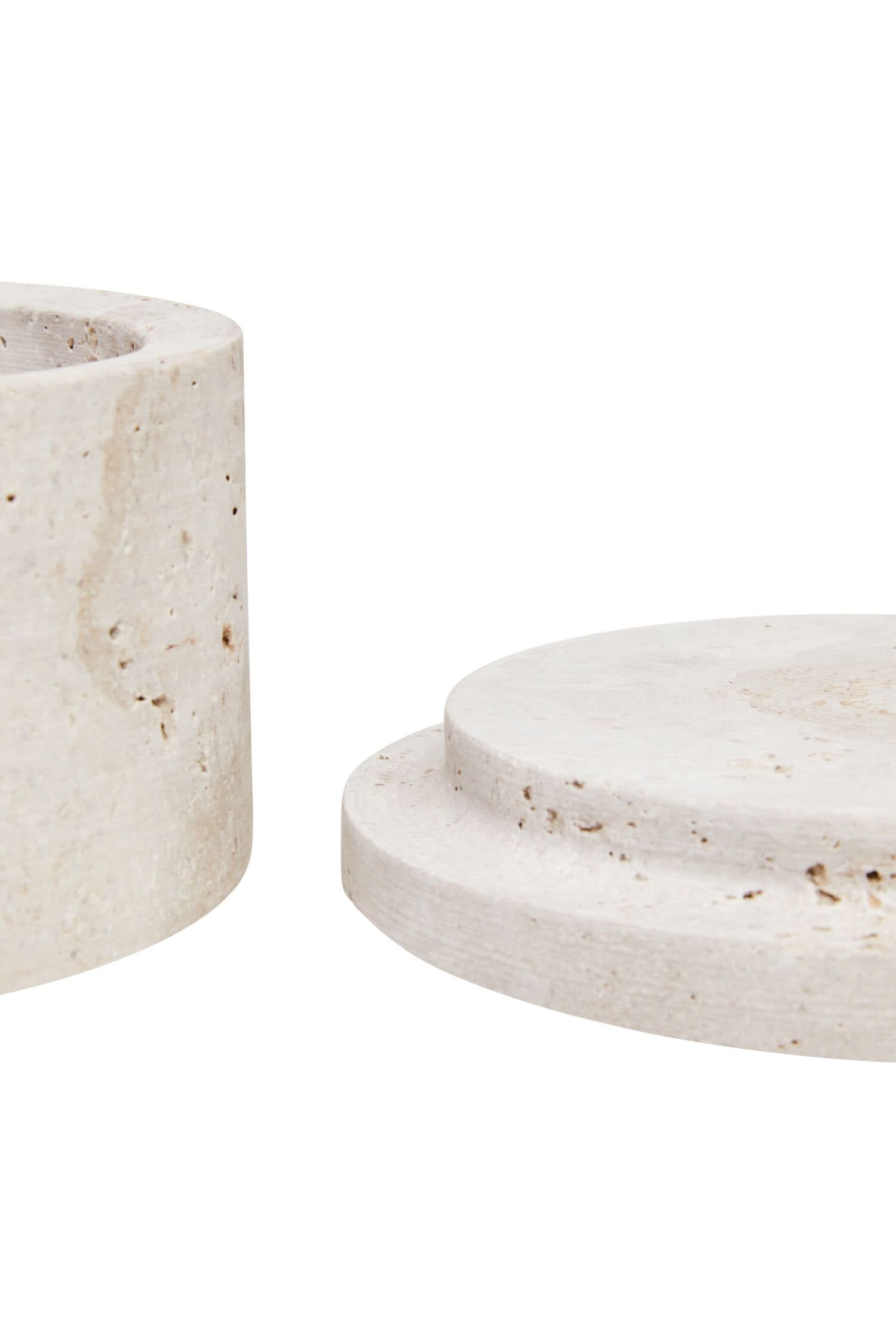 Tibor Travertine Round Trinket Box   Nicholas John Interiors