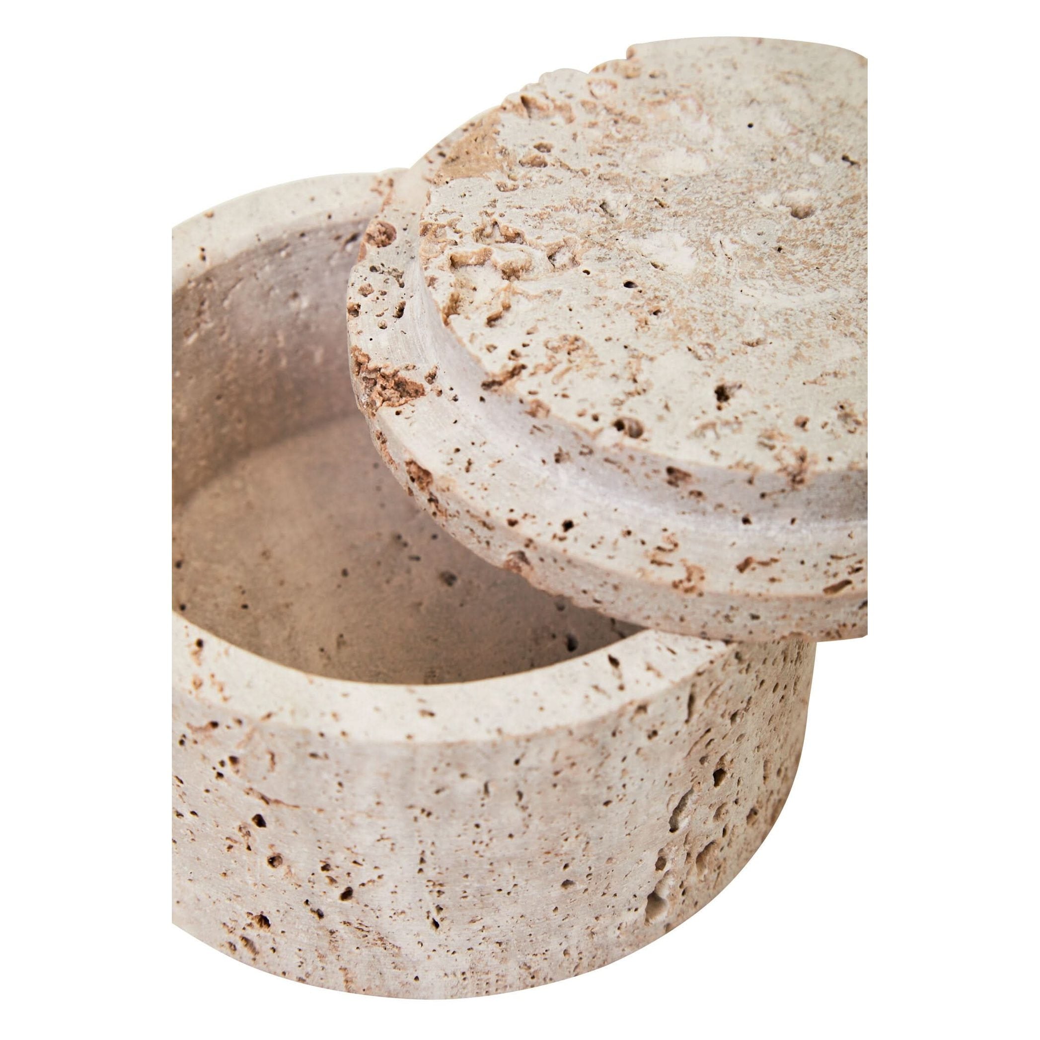 Tibor Travertine Round Trinket Box   Nicholas John Interiors